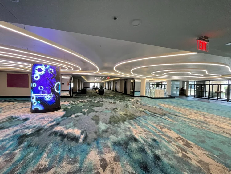 Toronto Congress Centre entrance lobby with a new LED ceiling, renovated by J Group