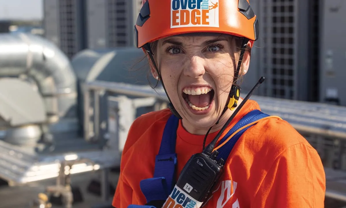 Participant at Over the Edge fundraiser