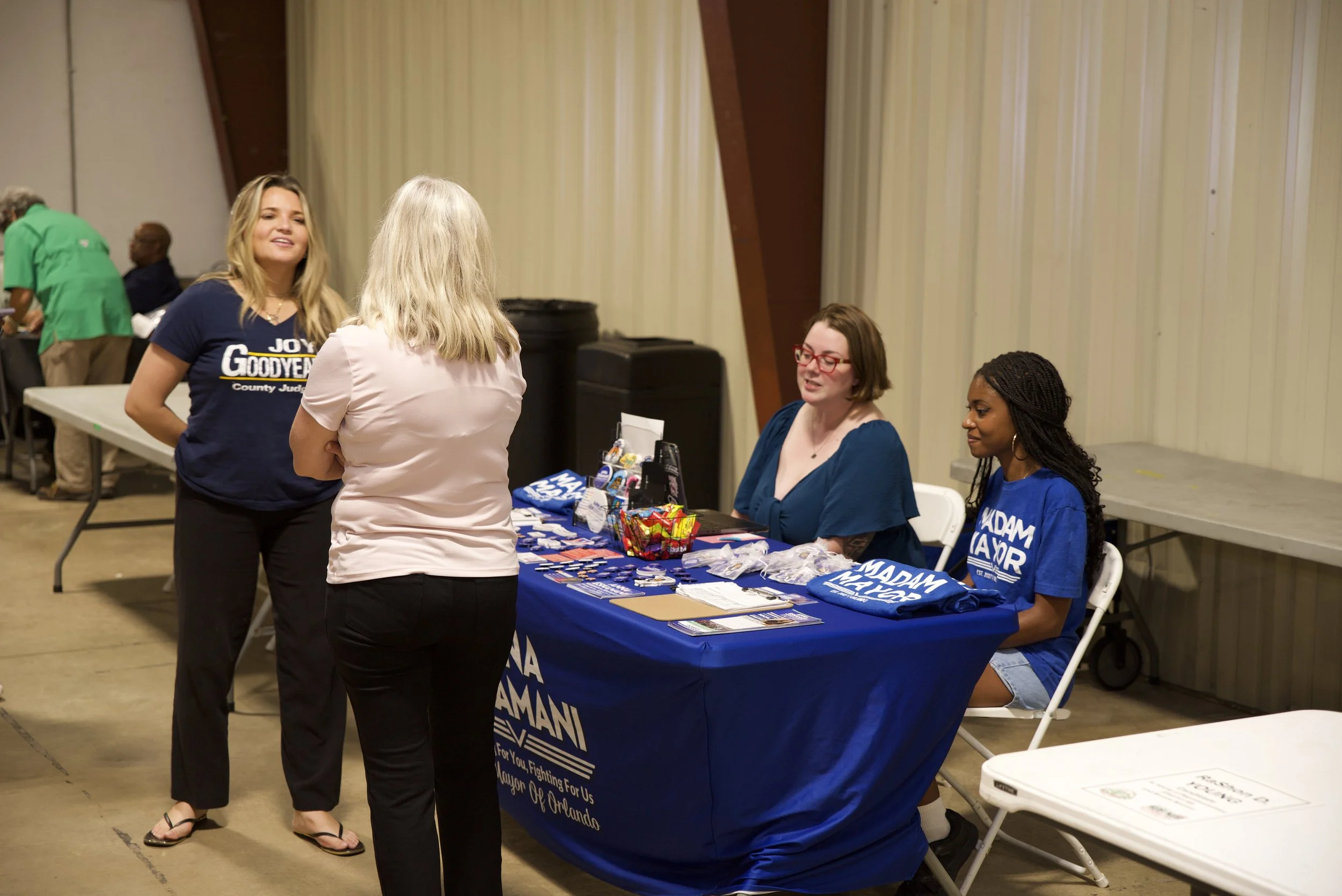 Candidate engaging with residents