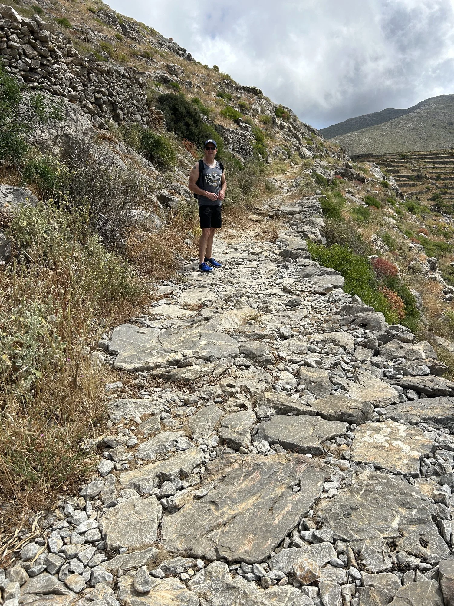 Stone paths and whitewashed architecture on Amorgos