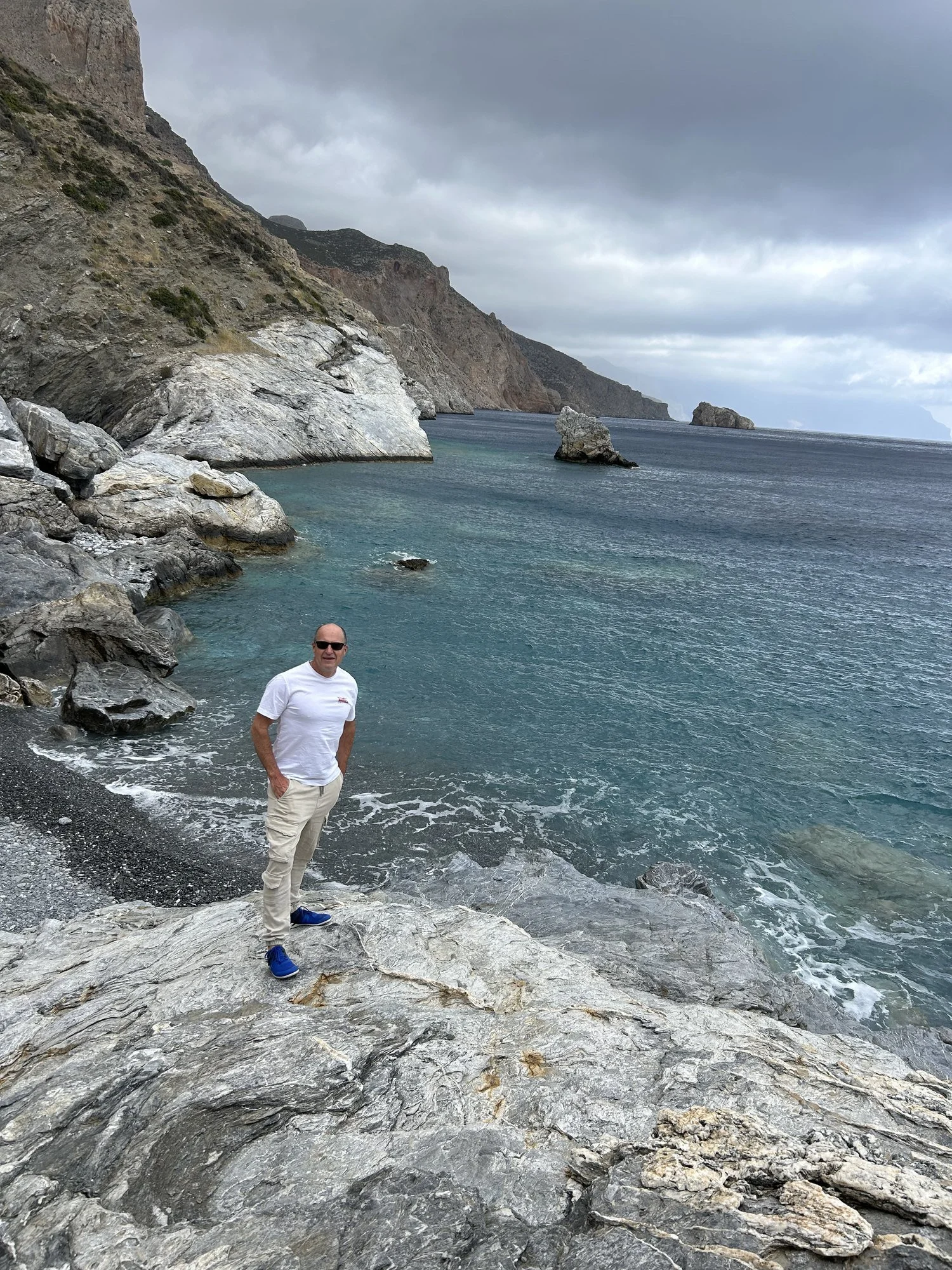 Rocky coastline and Aegean sea at Agia Anna