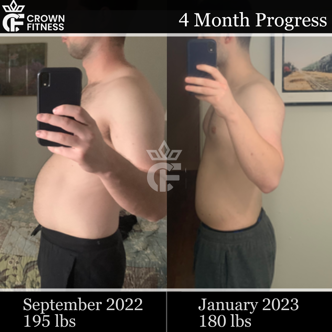 Client lost 67 lbs in 8 months with Crown Fitness