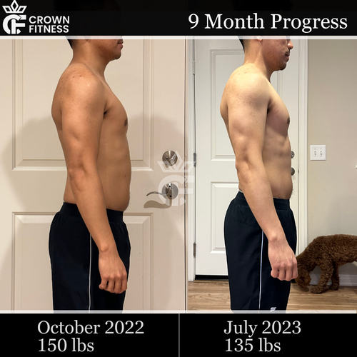 9 month fat loss transformation with personal training at Crown Fitness in Newport Beach, CA
