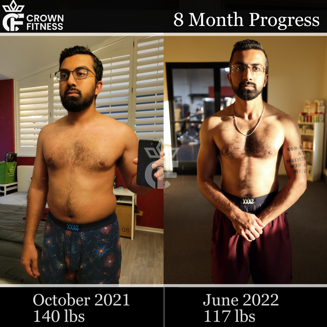 Client lost 23 lbs in 8 months with Crown Fitness