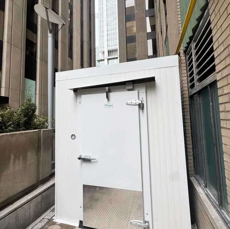 Walk-in cooler installation in progress at a Hamilton restaurant