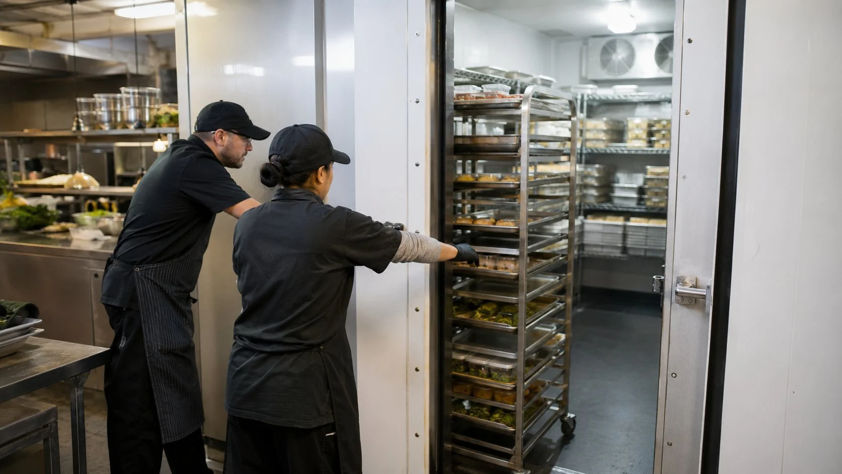 Restaurant walk-in cooler installed by Titan in a Mississauga commercial kitchen