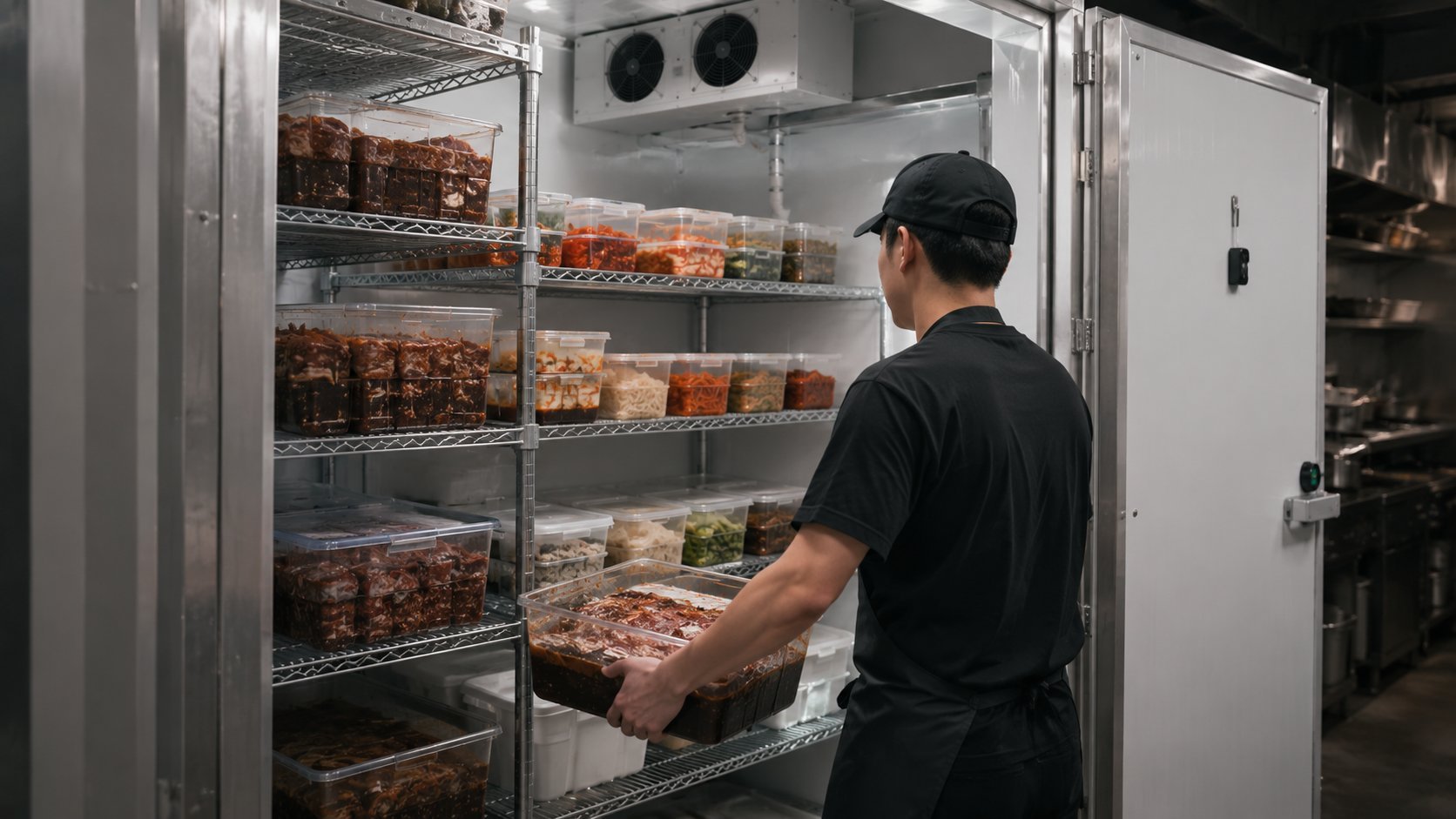Restaurant walk-in cooler installed by Titan in a North York commercial kitchen