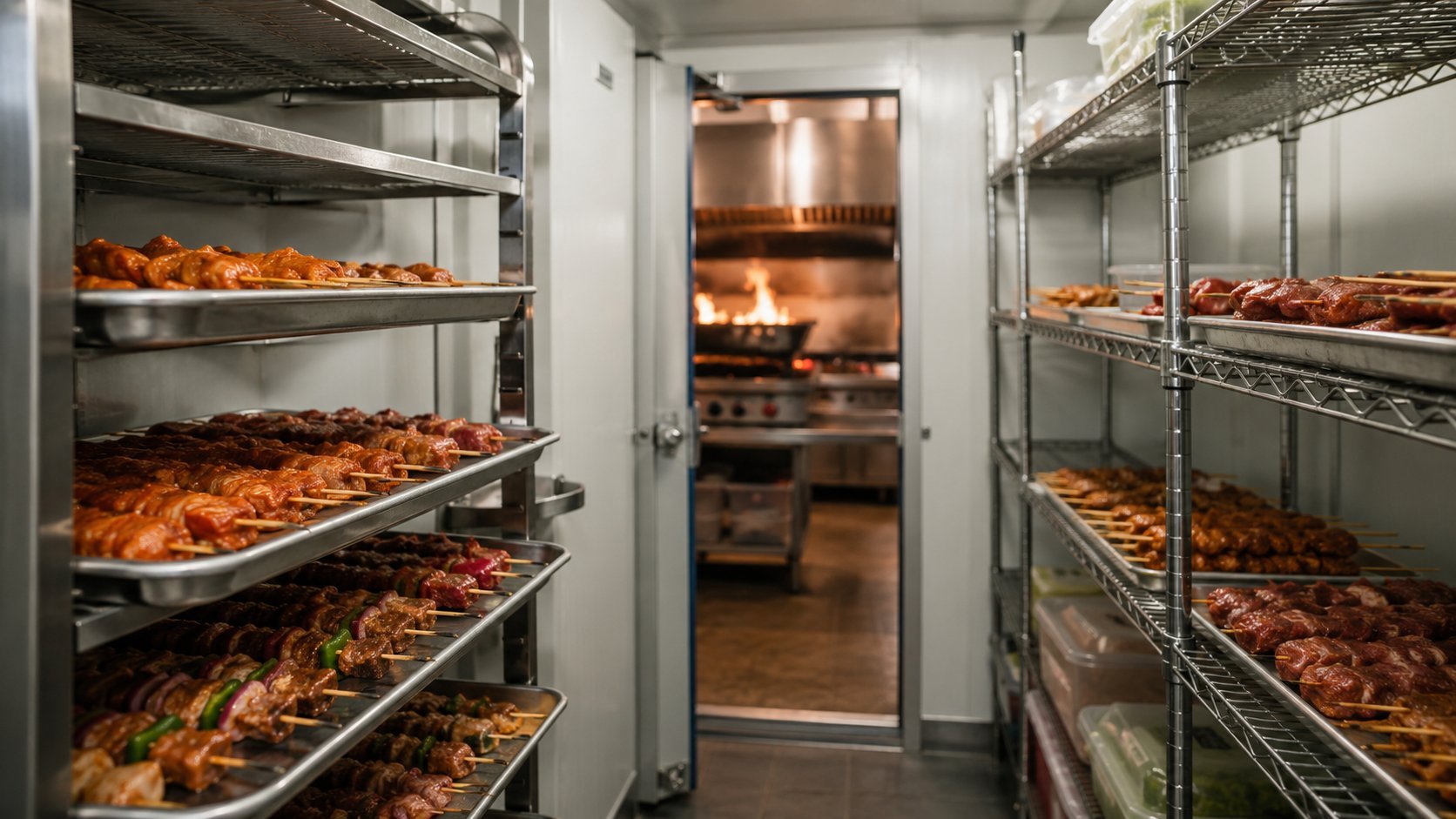 Restaurant walk-in cooler installed by Titan in a Ajax commercial kitchen