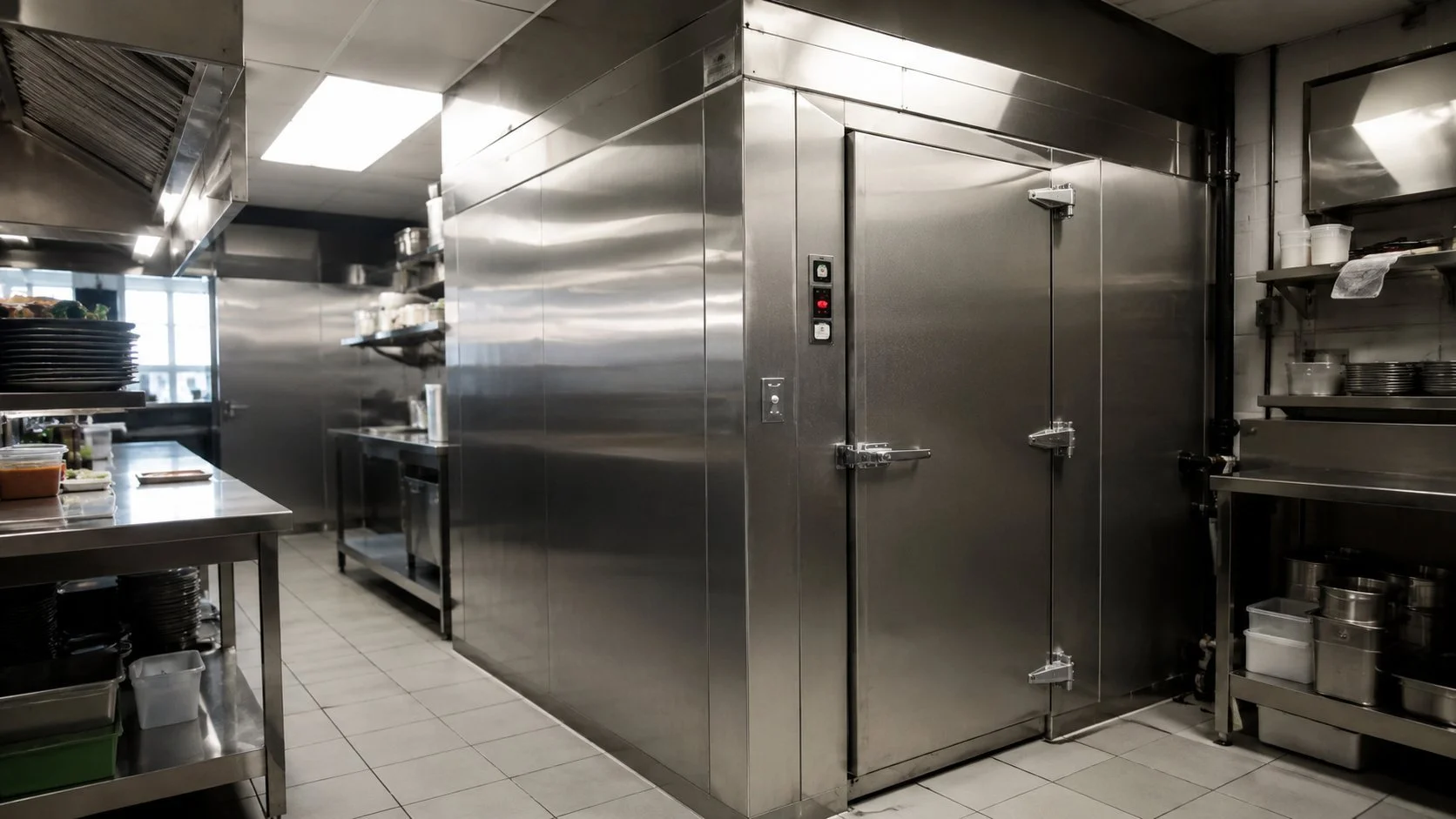 Commercial walk-in cooler installed in a Toronto restaurant kitchen