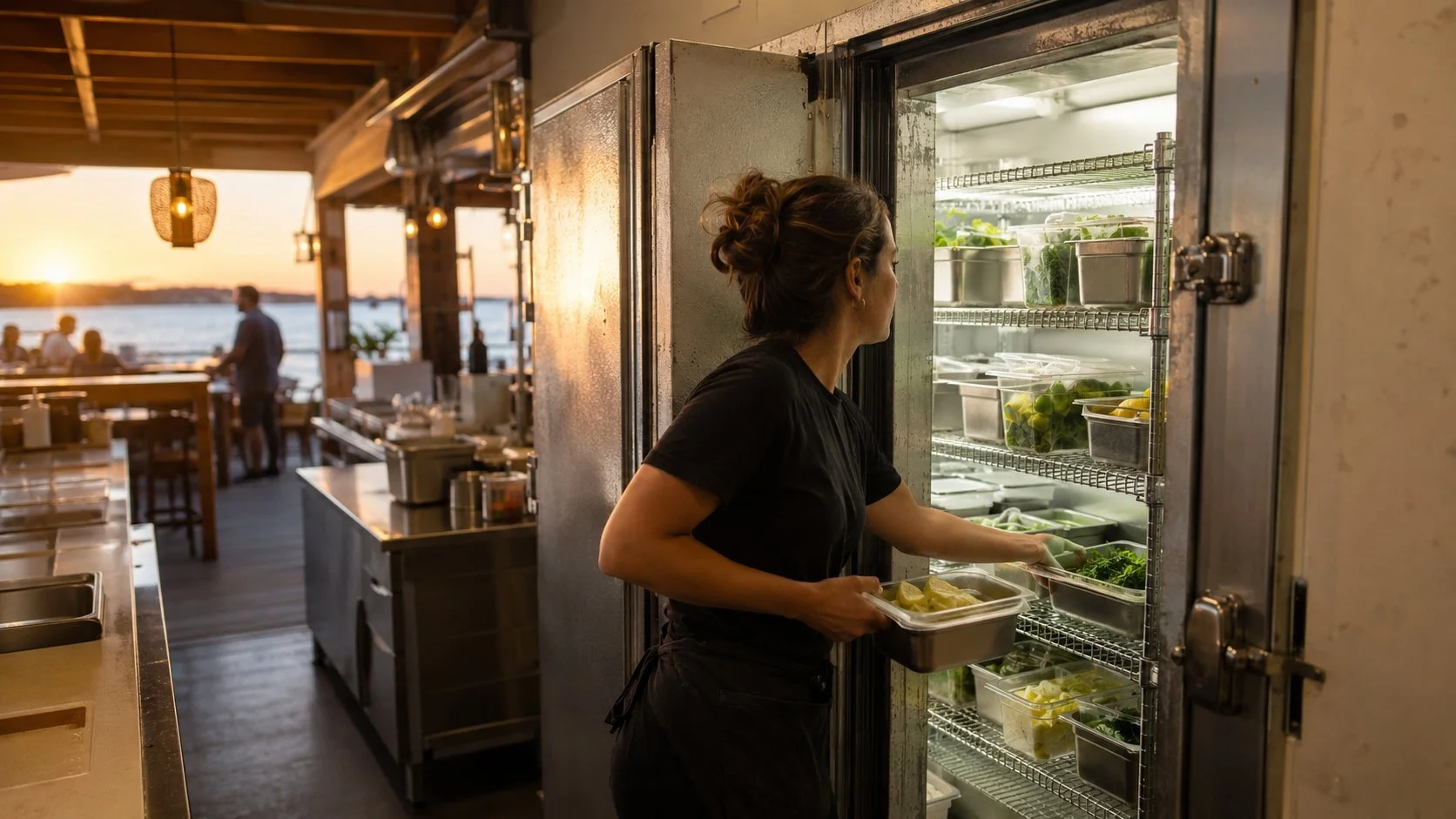 Restaurant walk-in cooler installed by Titan in a Burlington commercial kitchen