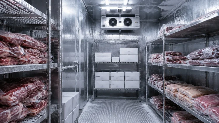 Commercial walk-in cooler with refrigeration system built for an Ontario commercial kitchen