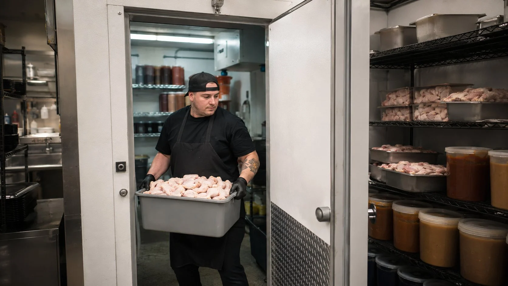 Restaurant walk-in cooler installed by Titan in a Brantford commercial kitchen