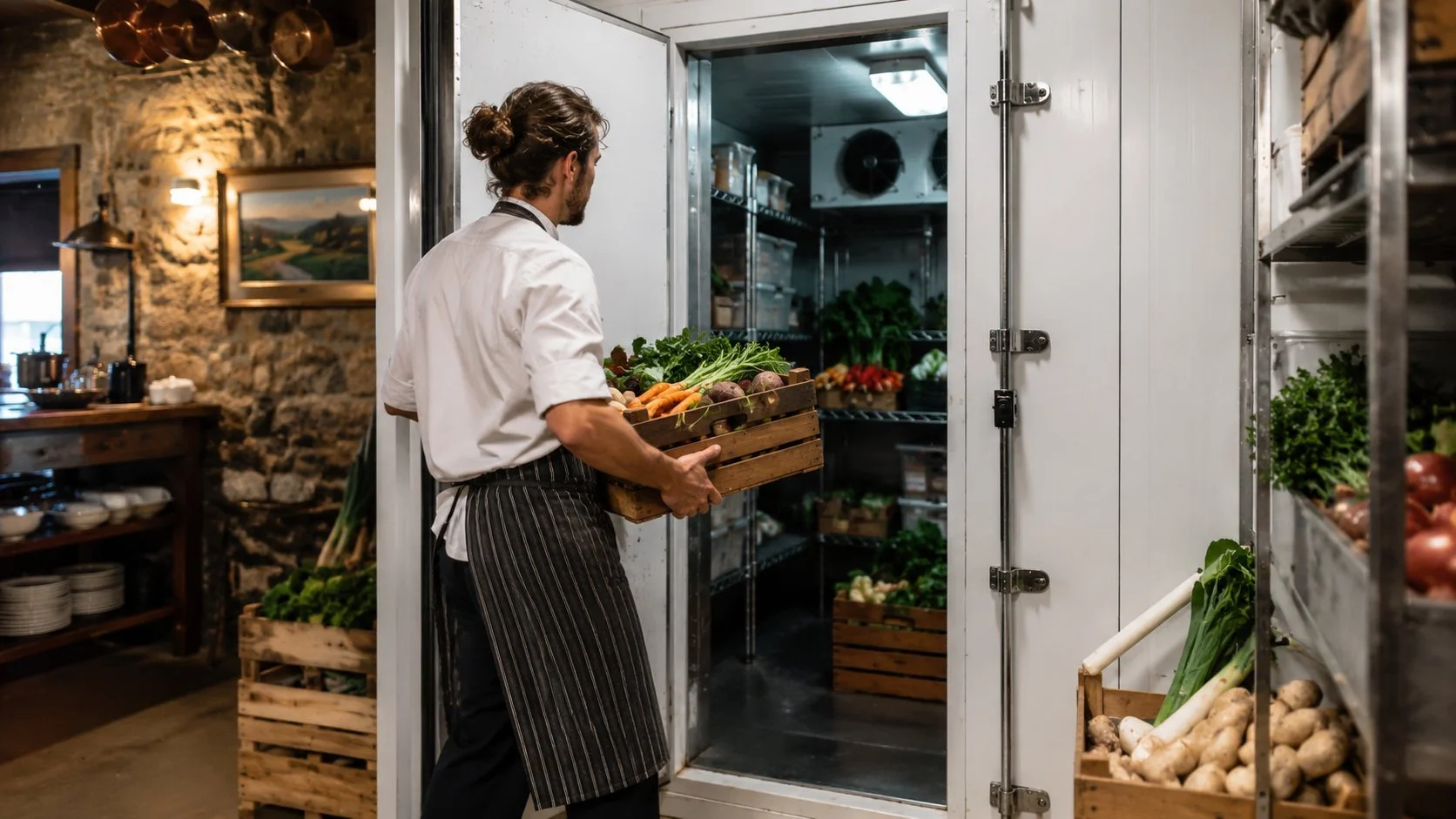 Restaurant walk-in cooler installed by Titan in a Caledon commercial kitchen