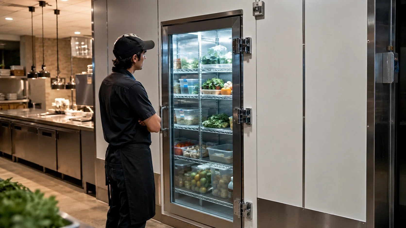 Restaurant walk-in cooler installed by Titan in a Waterloo commercial kitchen