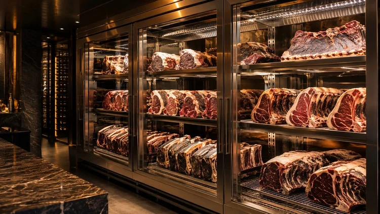 Completed titan walk-in cooler project by Titan Walk-In Coolers for a dry-aging room