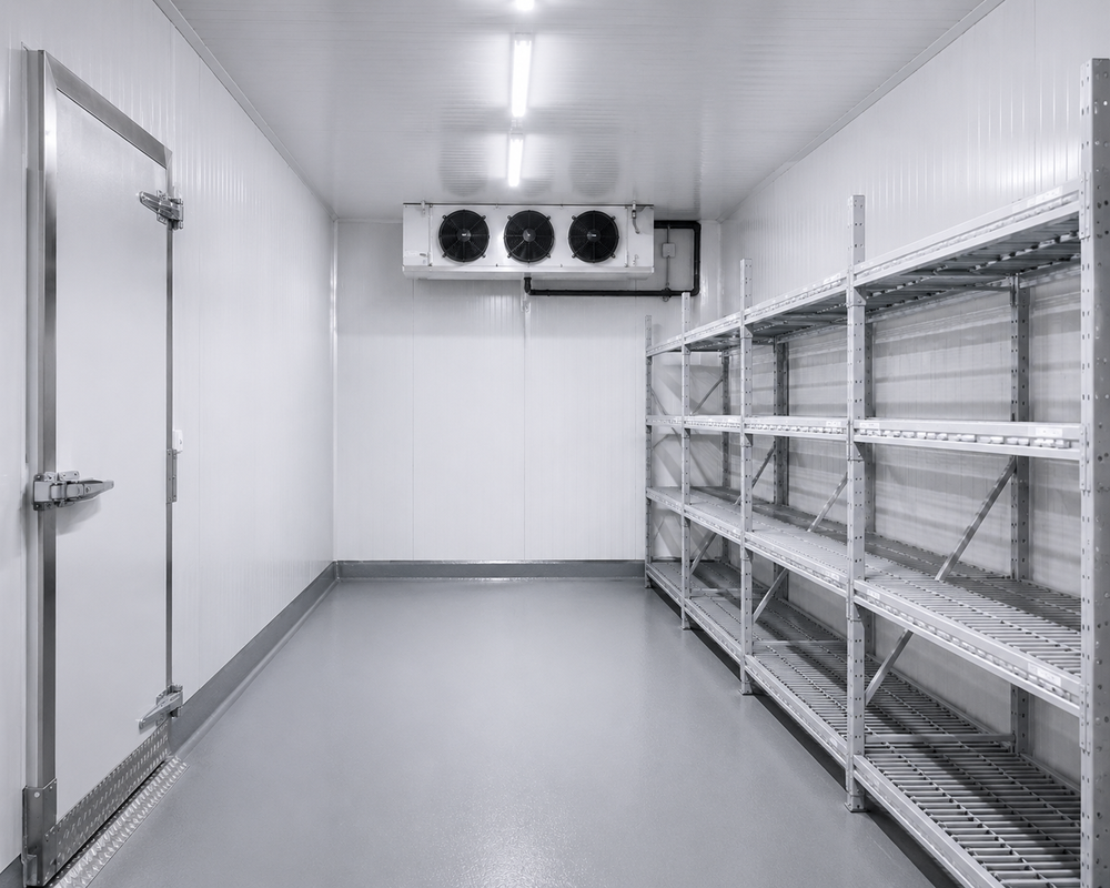 Custom walk-in freezer interior built by Titan in Toronto