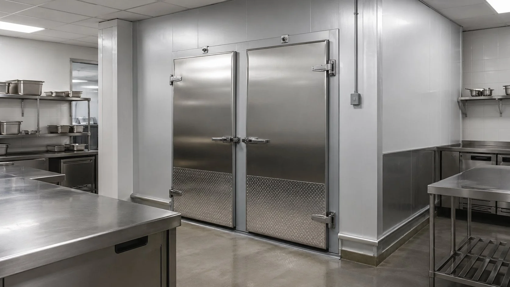 Cooler-freezer combo unit installed in a commercial kitchen