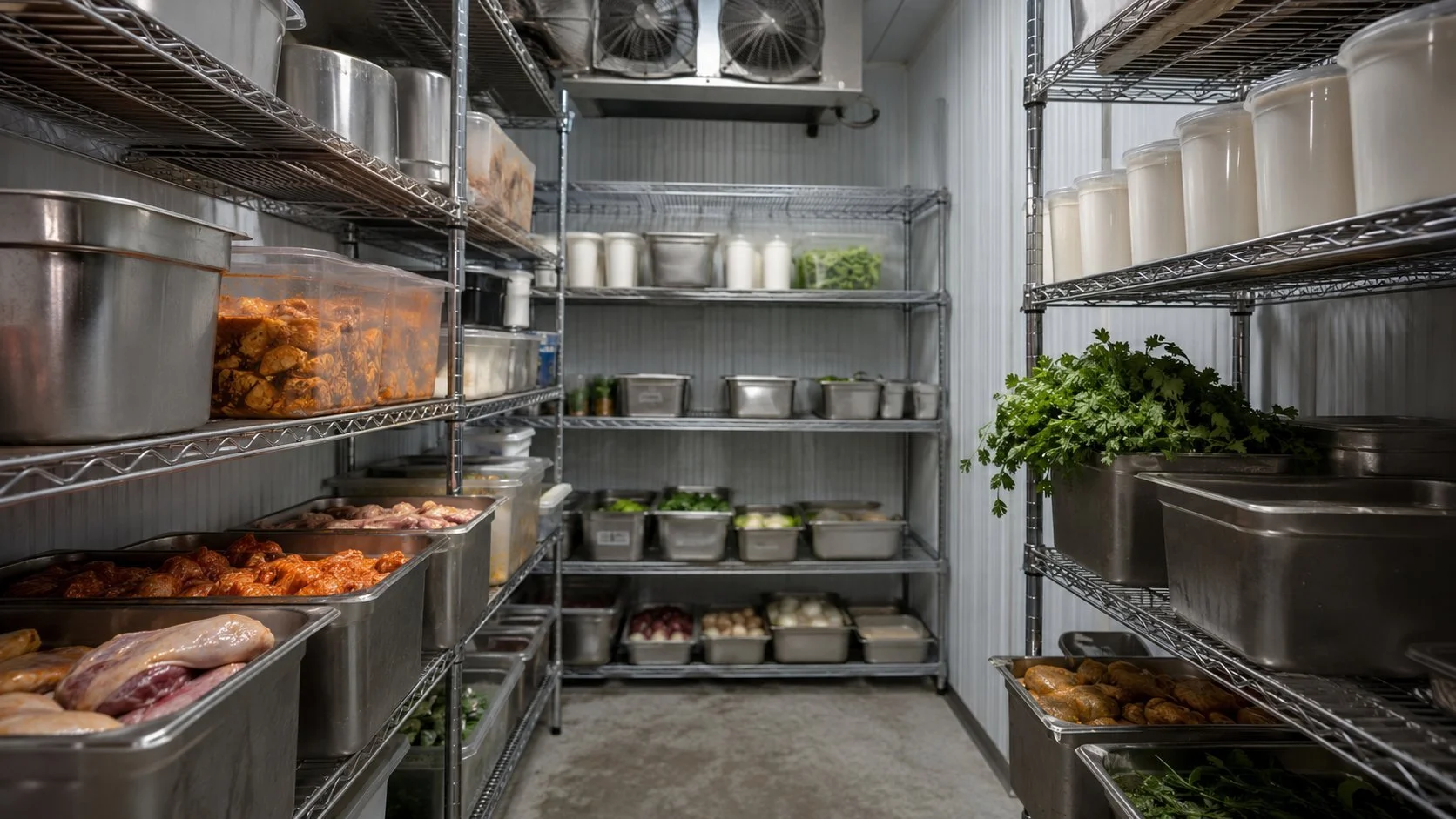 Restaurant walk-in cooler installed by Titan in a Brampton commercial kitchen