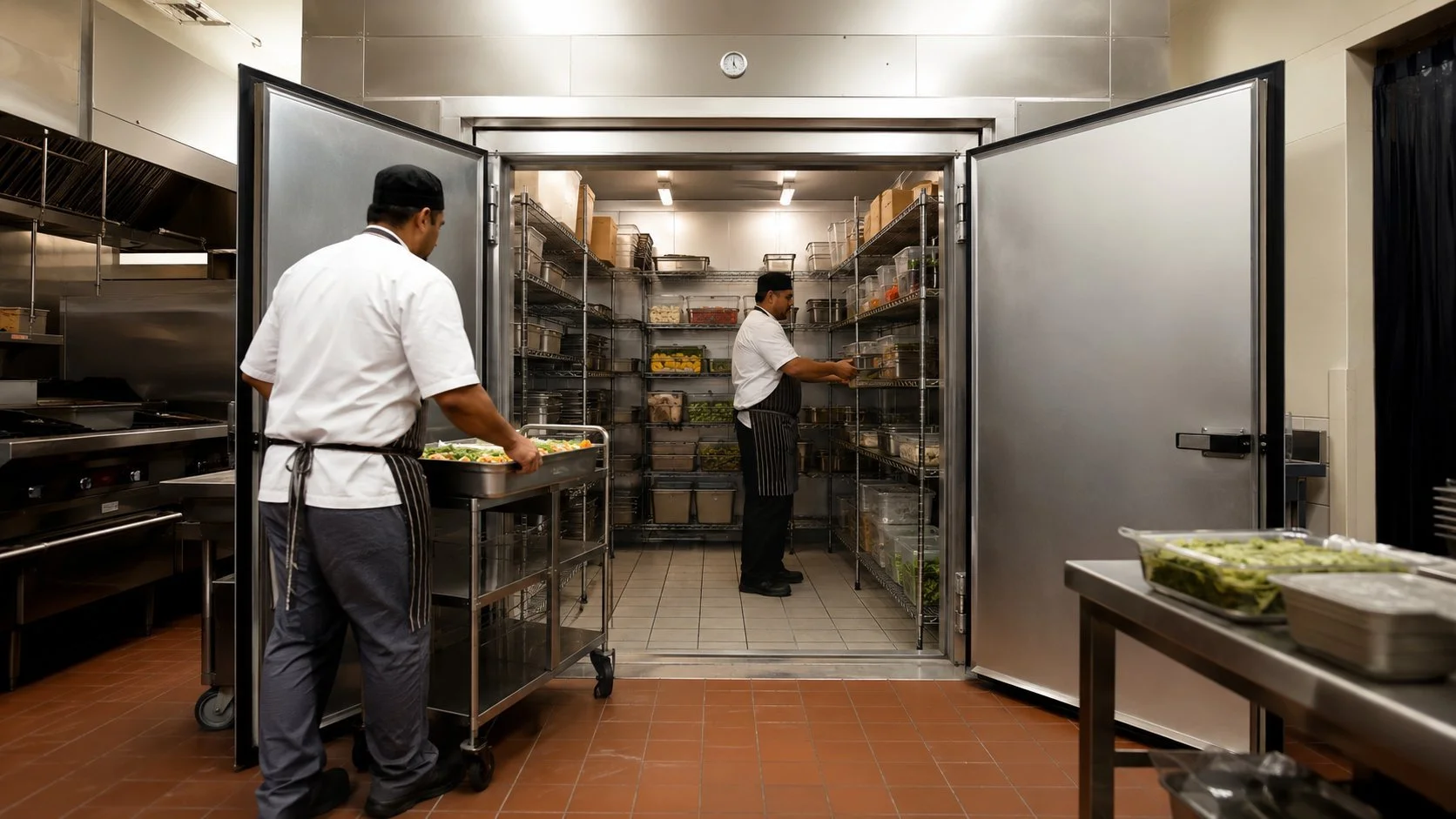 Restaurant walk-in cooler installed by Titan in a Niagara Falls commercial kitchen