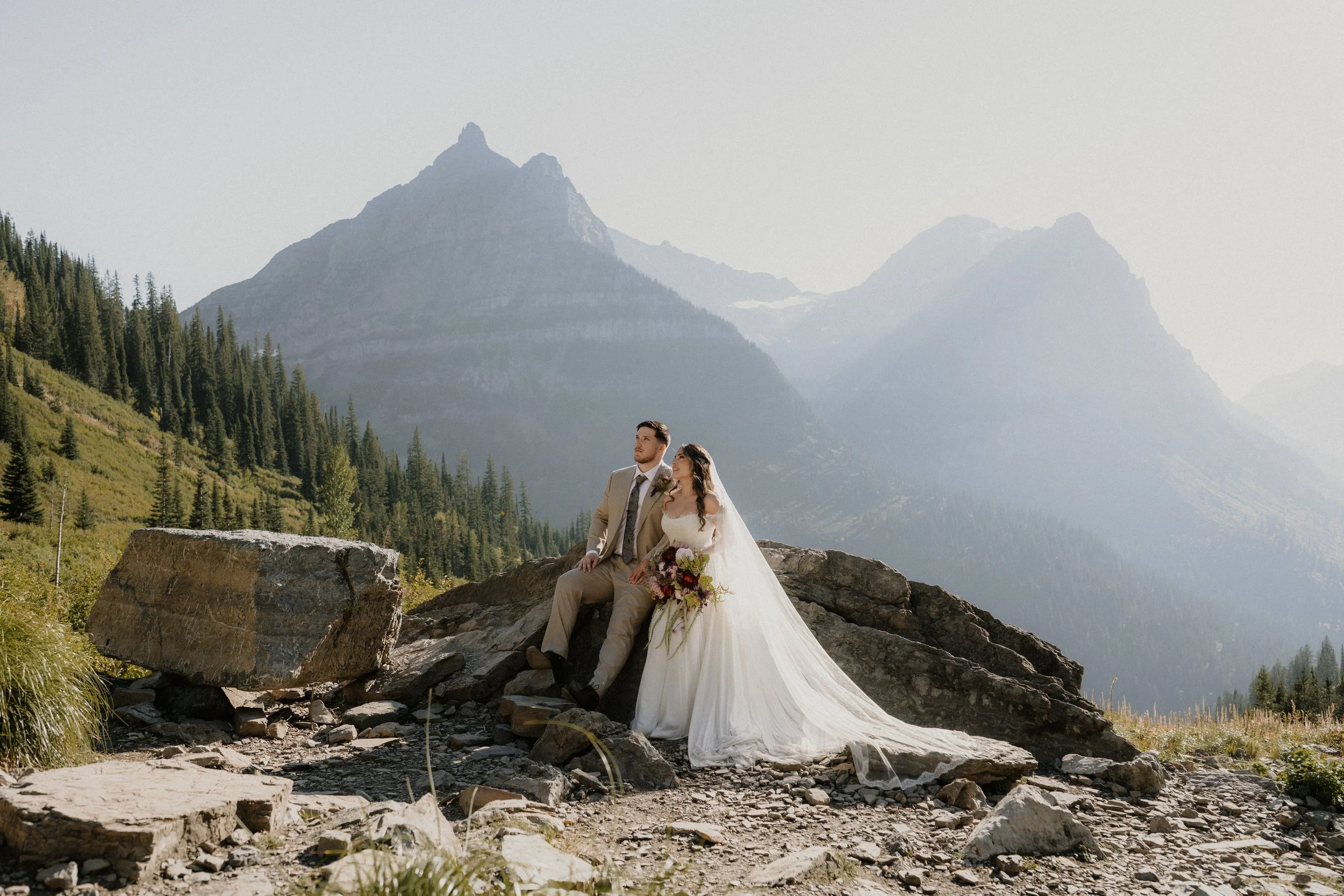 Glacier National Park elopement couple portrait in Montana
