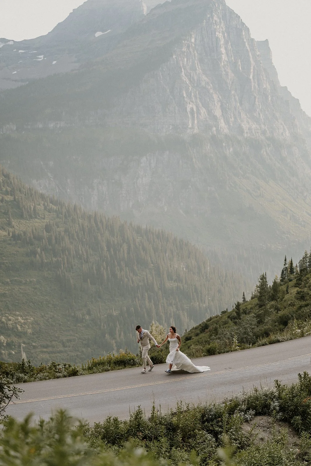 Couple at Hidden Lake overlook during their Glacier National Park elopement