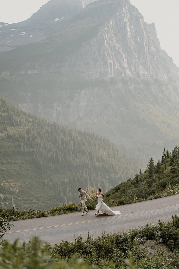 Couple at Hidden Lake overlook during their Glacier National Park elopement