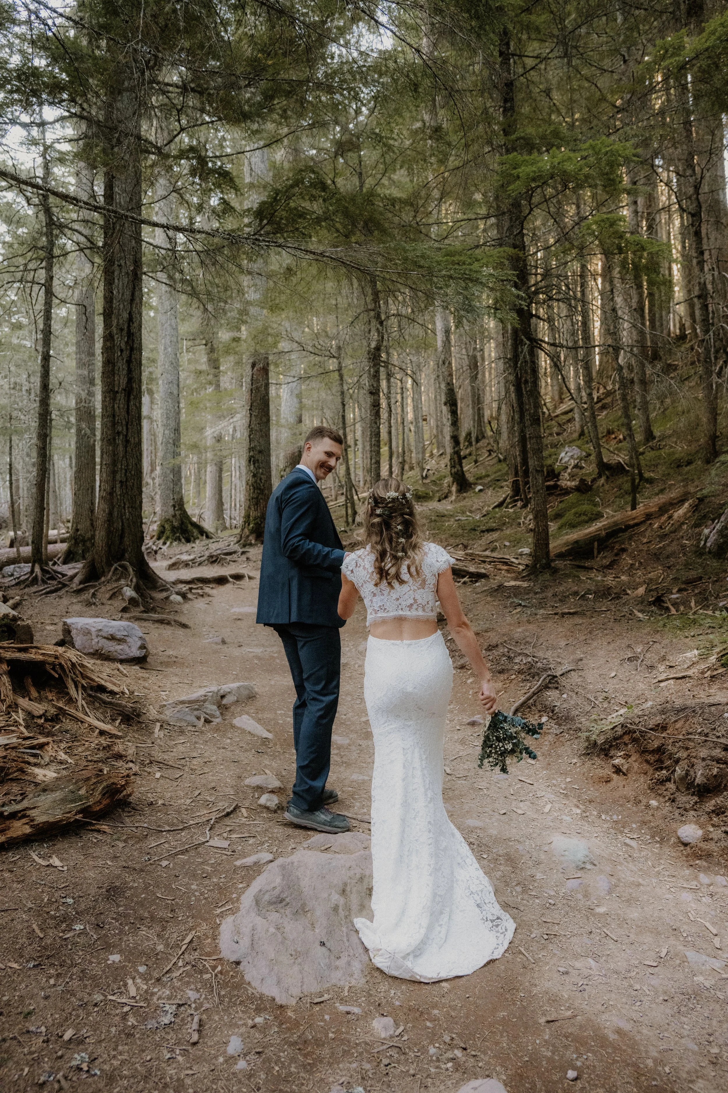 Kristen and Dan eloping at Avalanche Lake in Glacier National Park