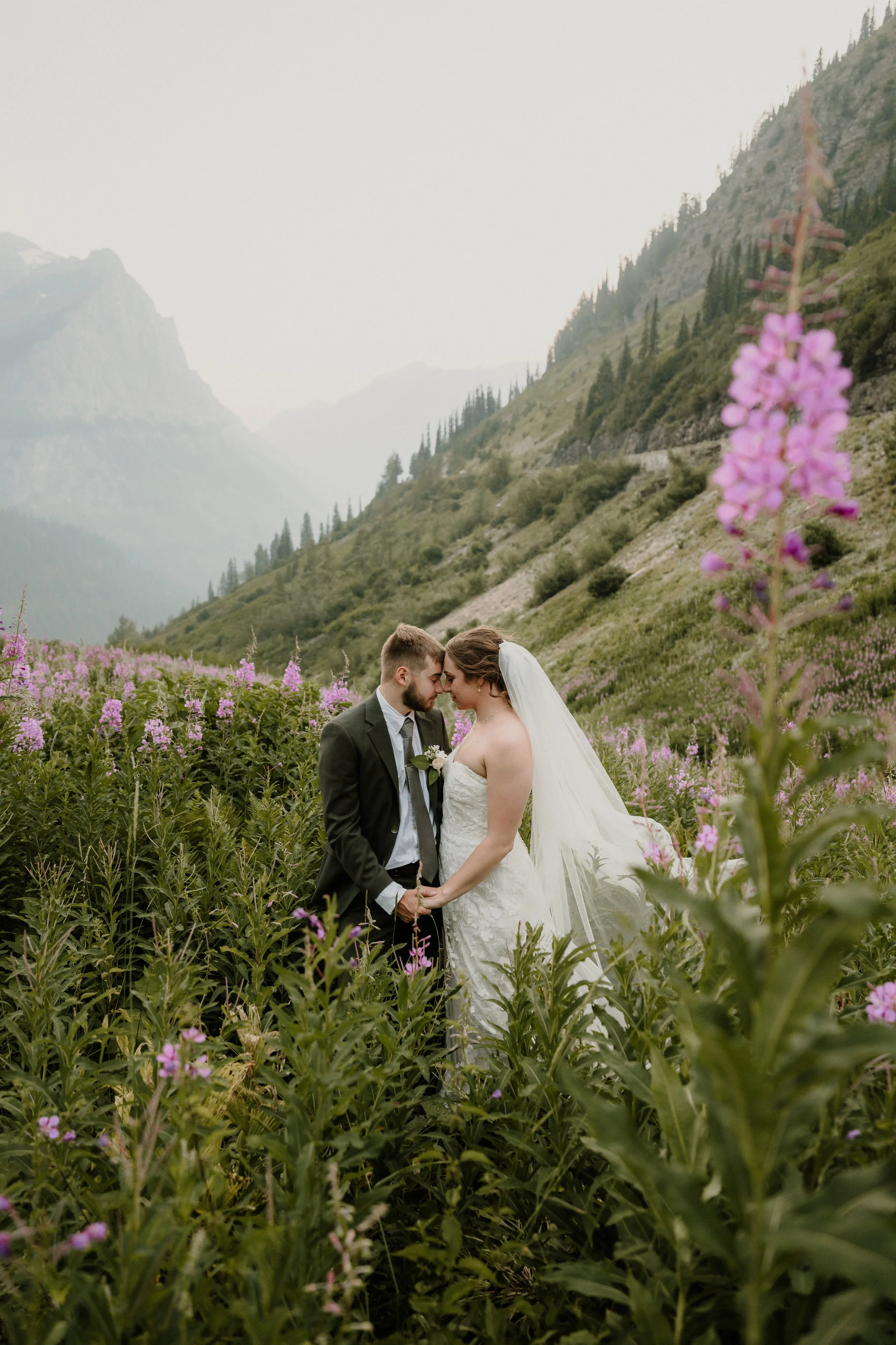 Glacier National Park elopement photographer at Big Bend on the Going-to-the-Sun Road