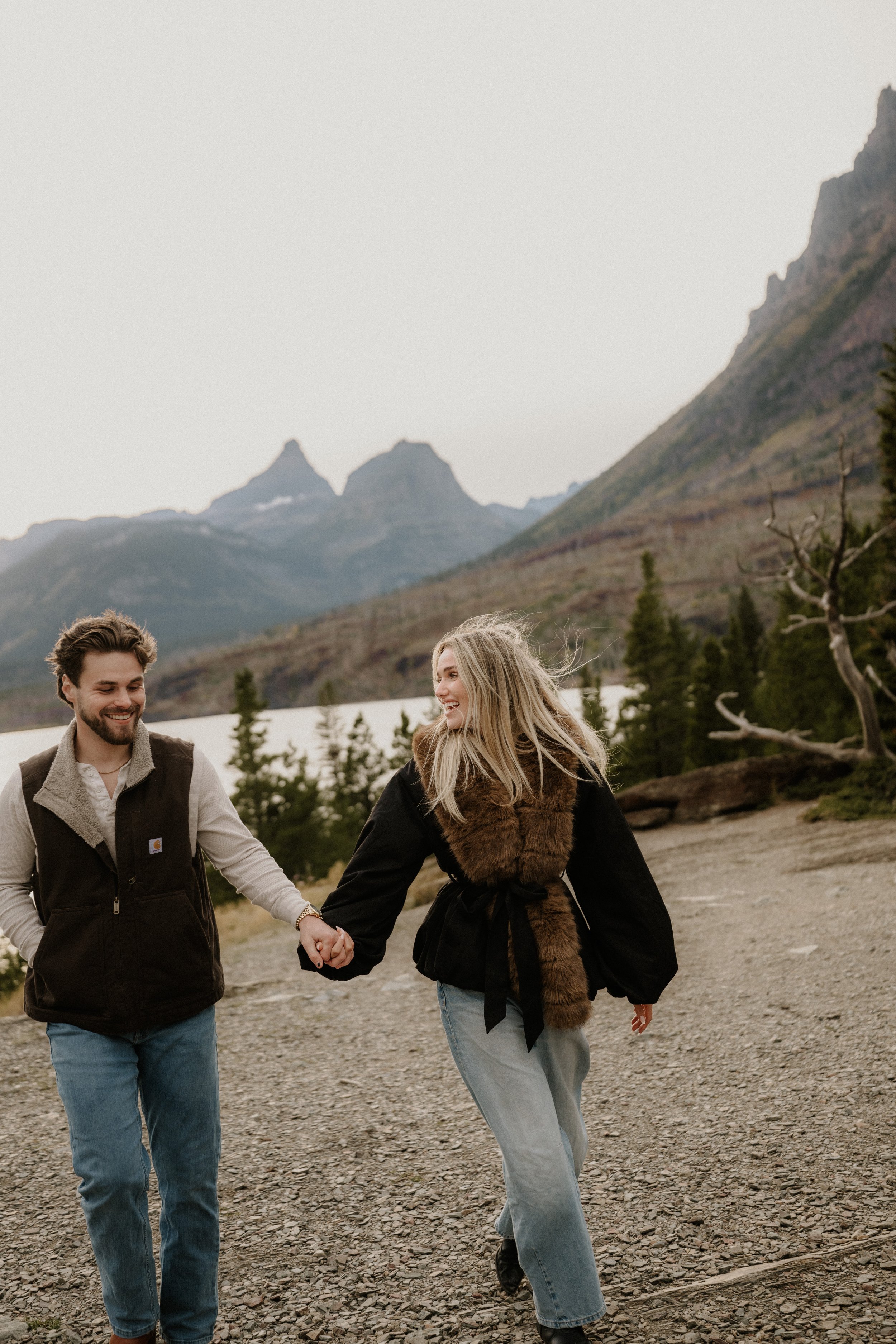 Rowan and Matt's Sun Point proposal in Glacier National Park