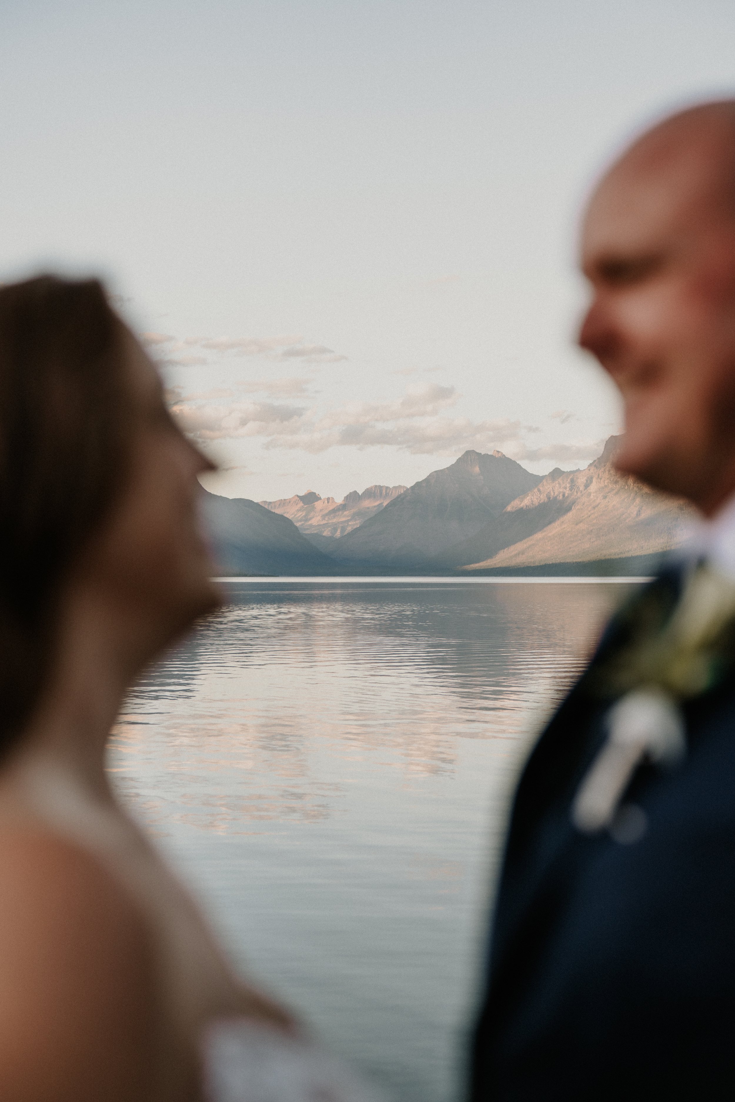 Couple exchanging vows during a Glacier National Park elopement