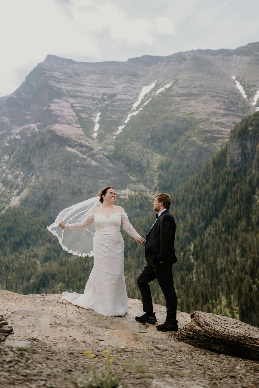 Maddie and Clay after exchanging rings in Glacier National Park