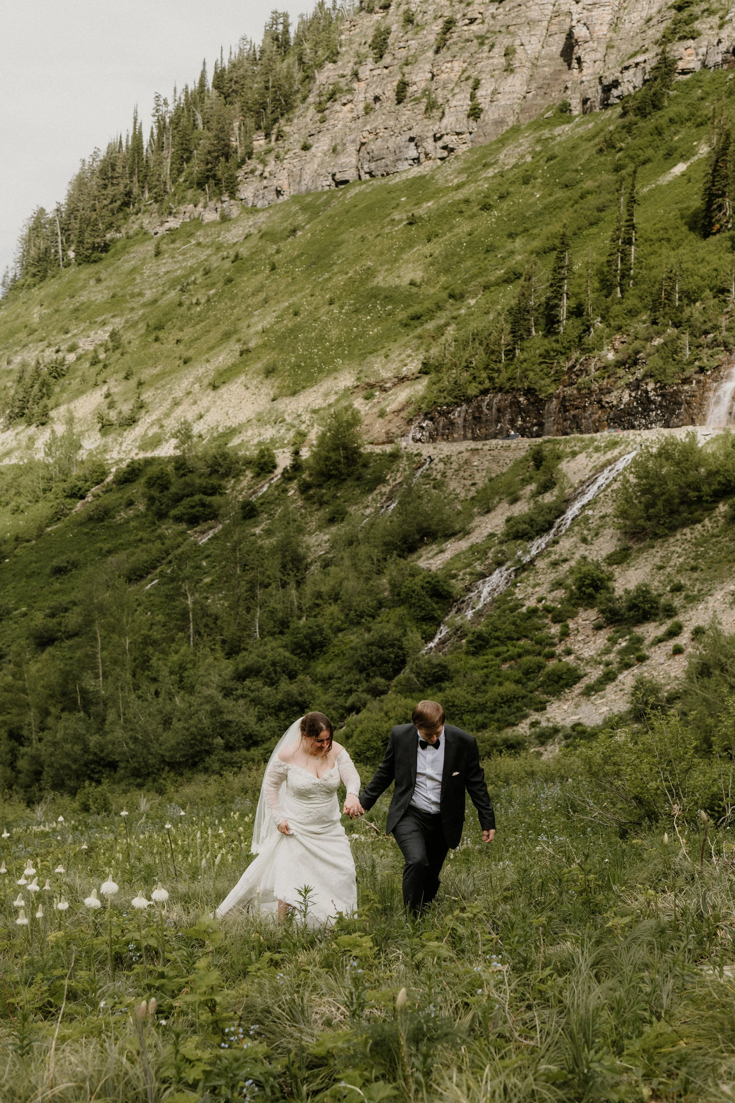 Maddie and Clay during their Glacier National Park elopement at Avalanche Picnic Area