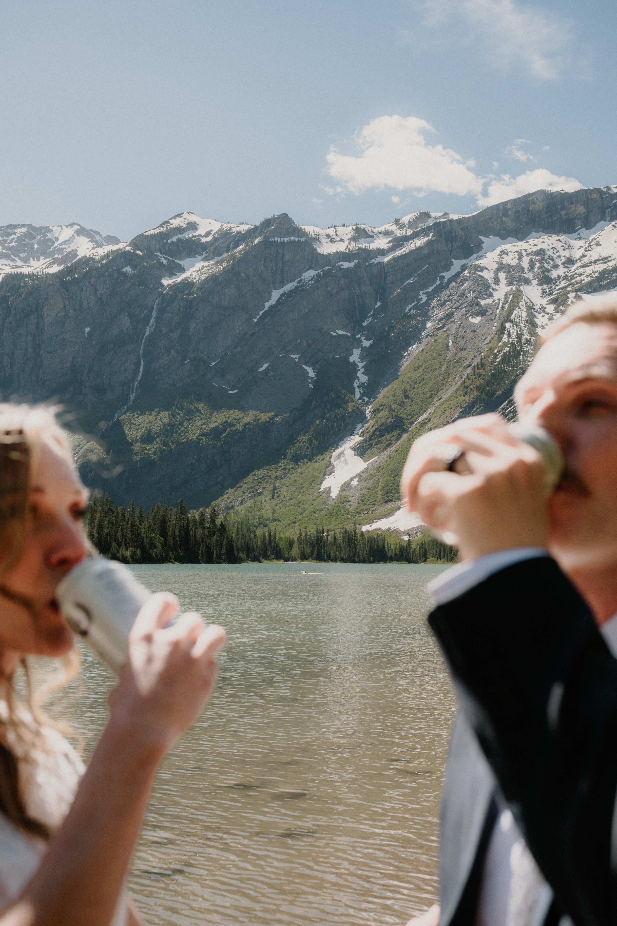 Avalanche Lake elopement couple in old-growth cedar forest