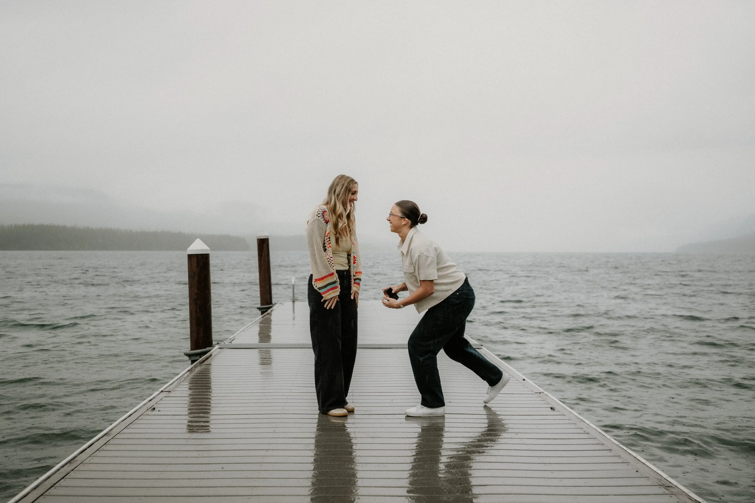 Taylor and Whitney candid portrait during their Glacier National Park engagement