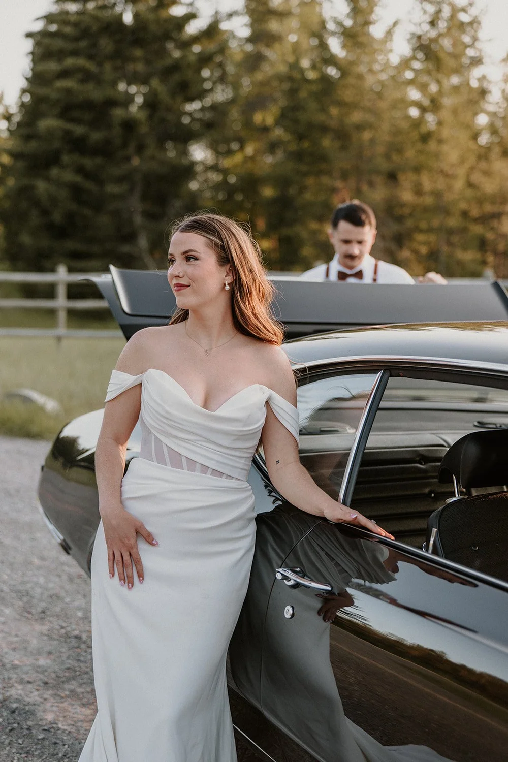 Bride and groom during an intimate Montana mountain wedding ceremony