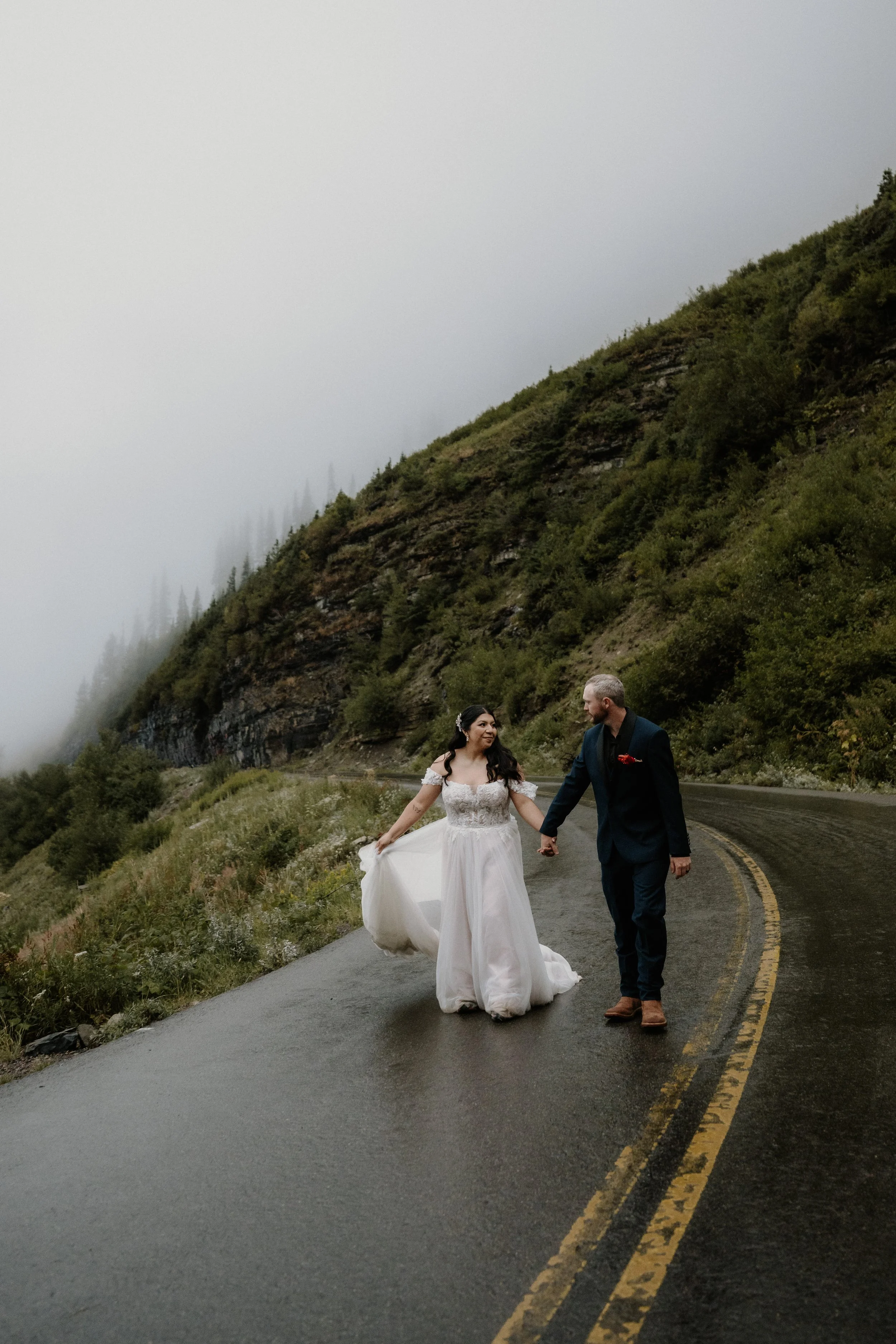 Montana elopement photos at Big Bend in Glacier National Park