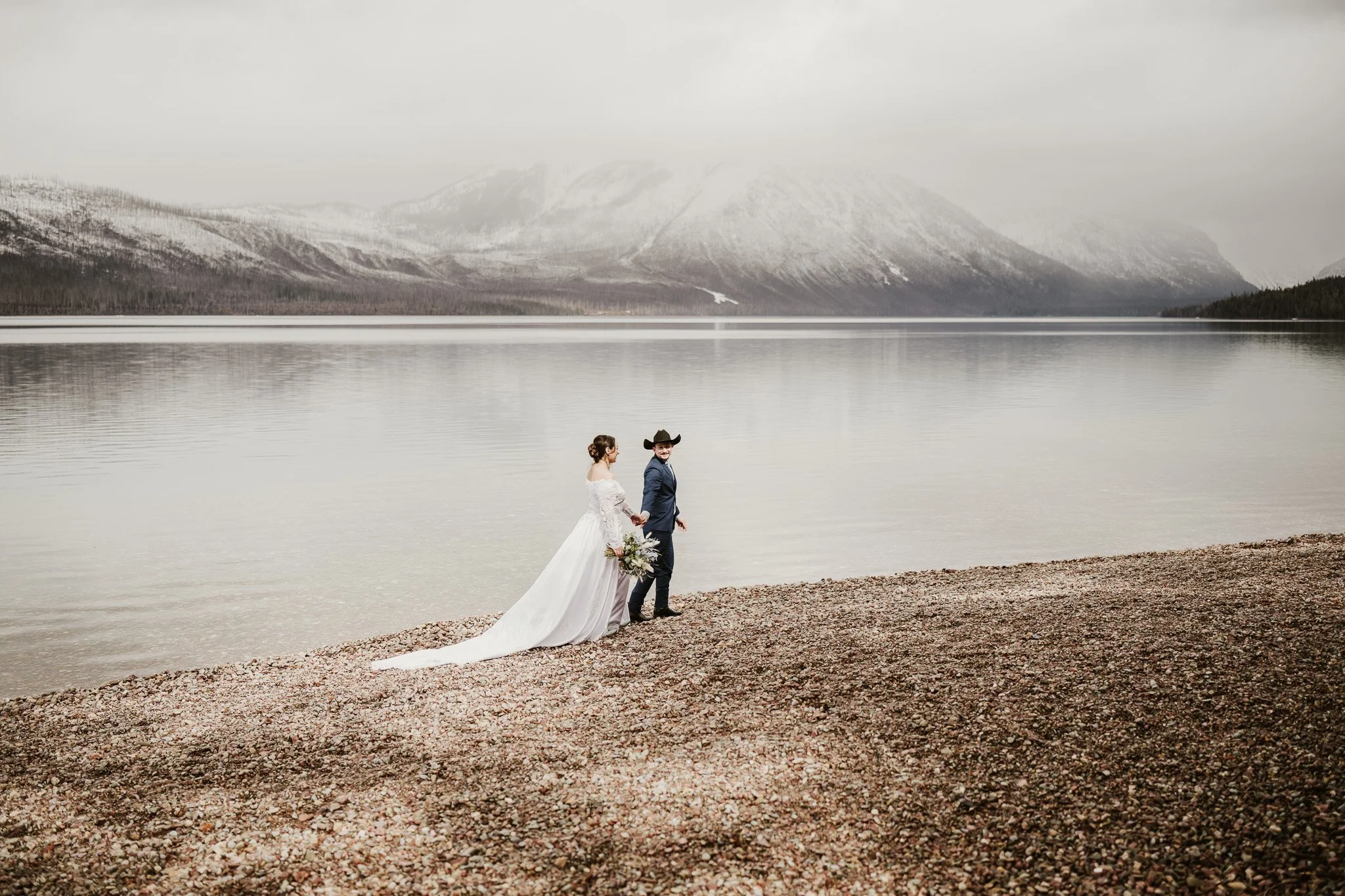 Ian and Rachel together at Glacier National Park on their wedding day