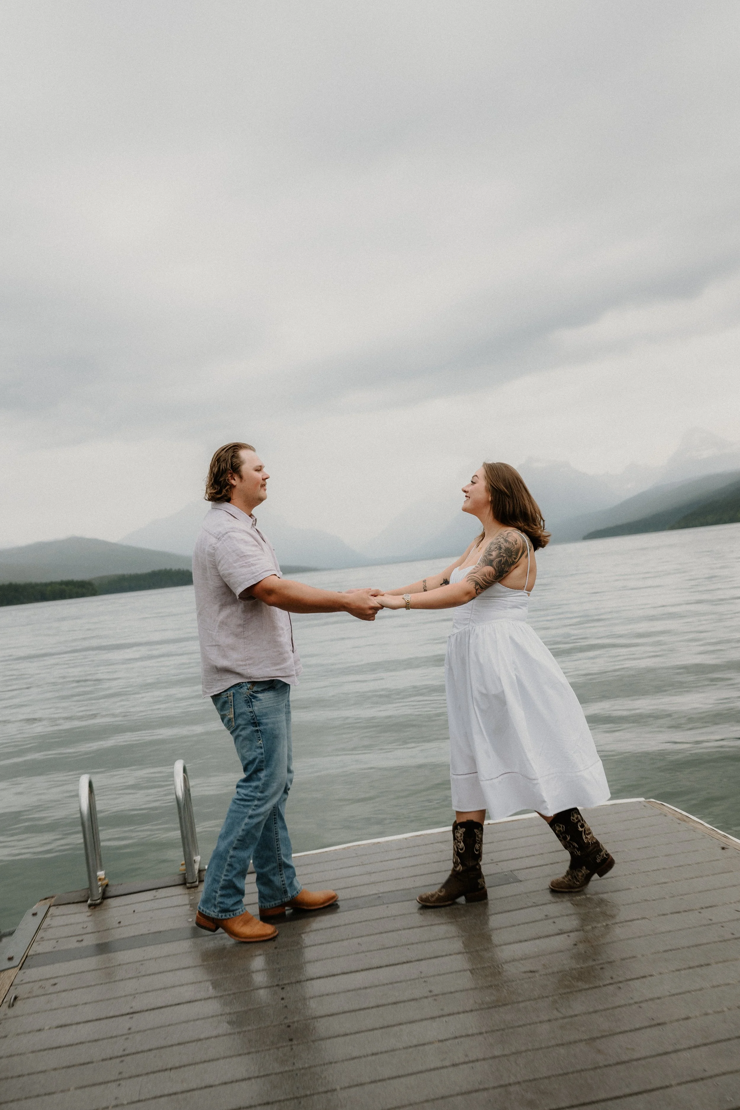 Close up of Jenica's engagement ring after a Lake McDonald proposal in Montana