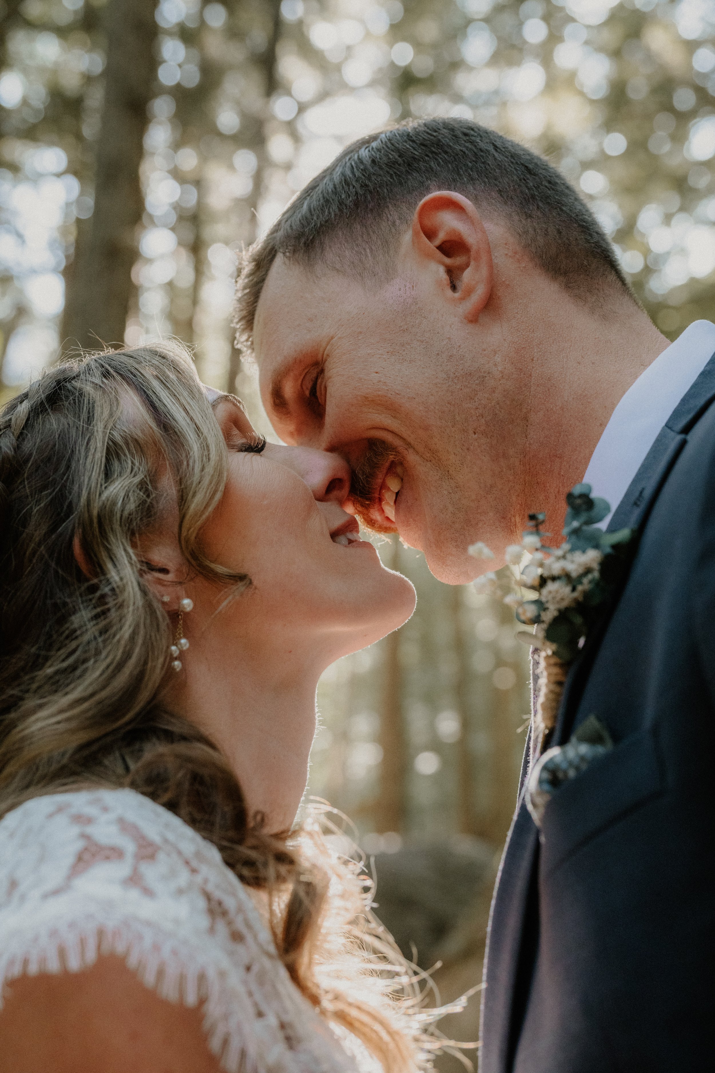 Avalanche Lake elopement bride and groom portrait