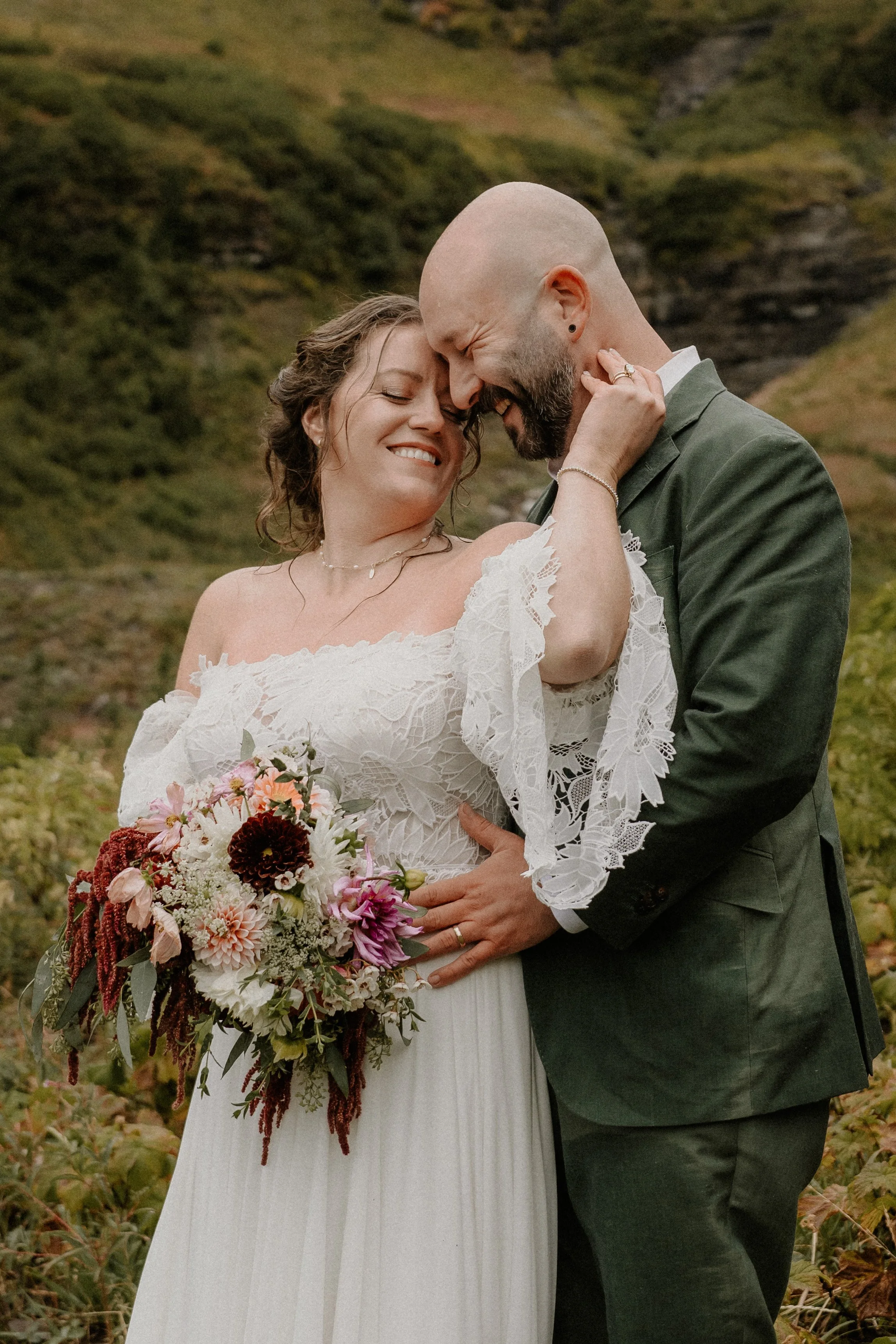 Evening light on an elopement couple at Big Bend in Glacier National Park