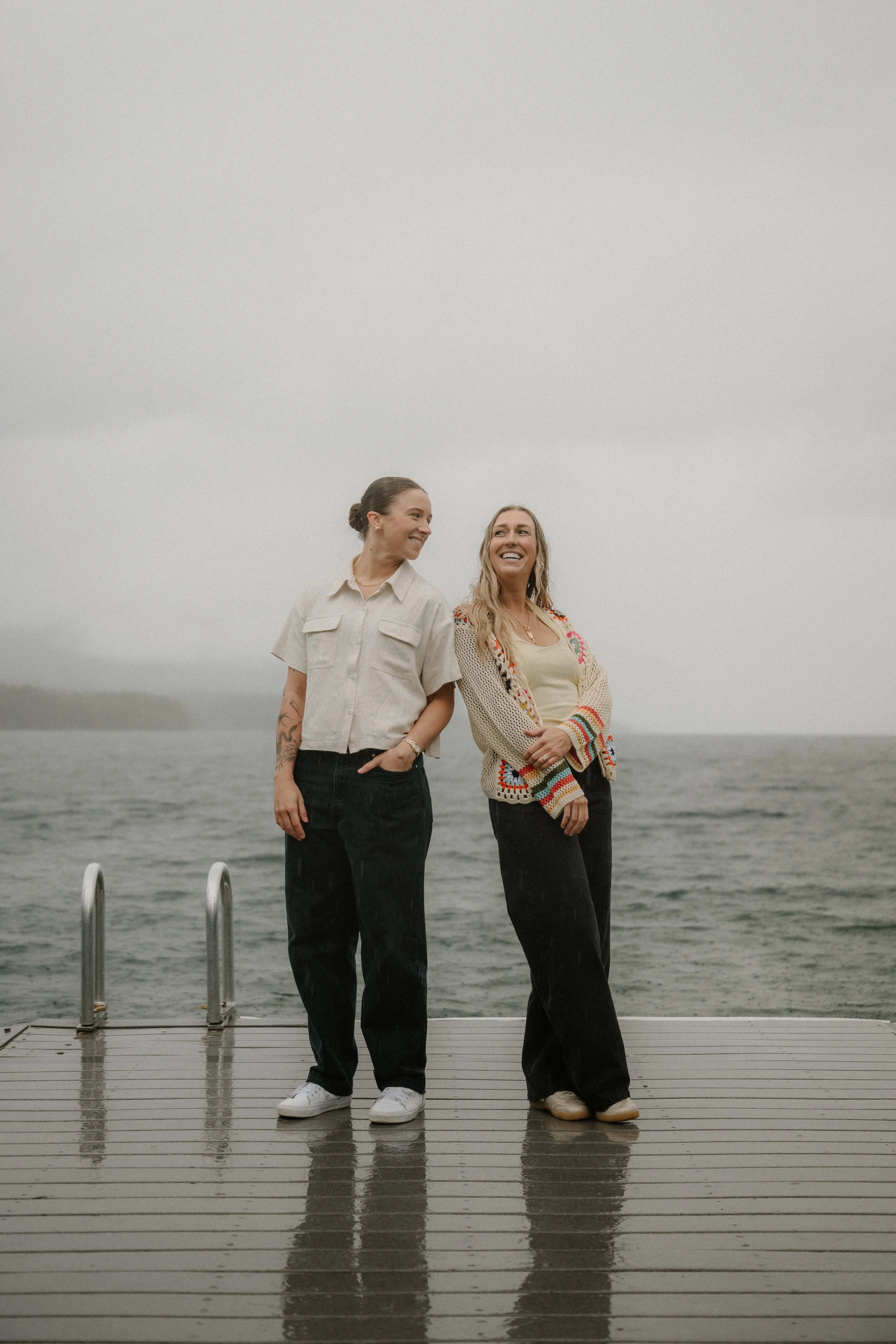 Newly engaged couple at Lake McDonald in Glacier National Park