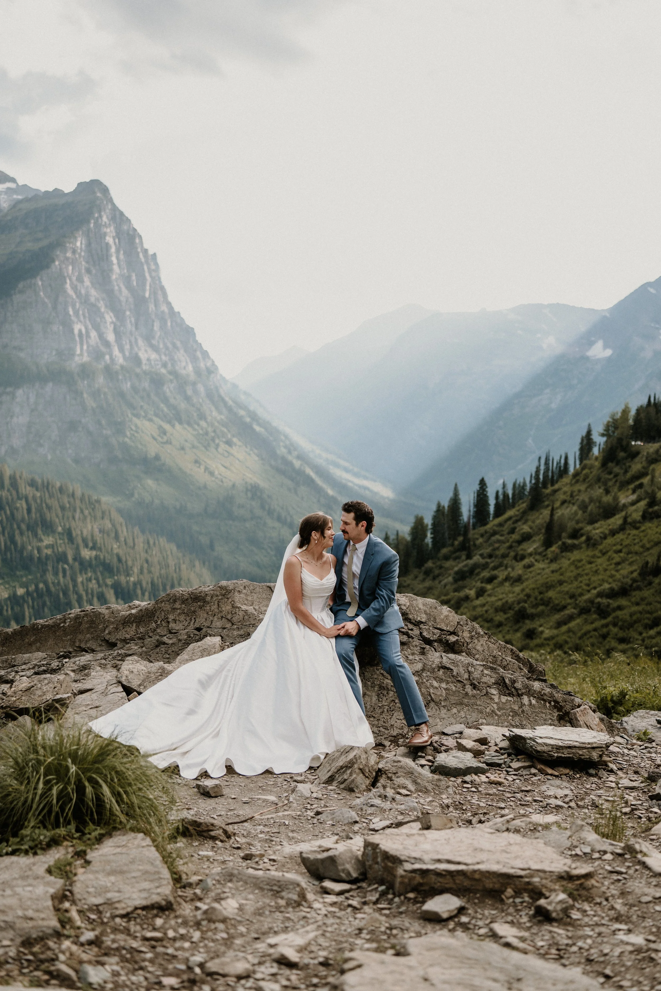 Intimate small group portrait at a Glacier National Park elopement
