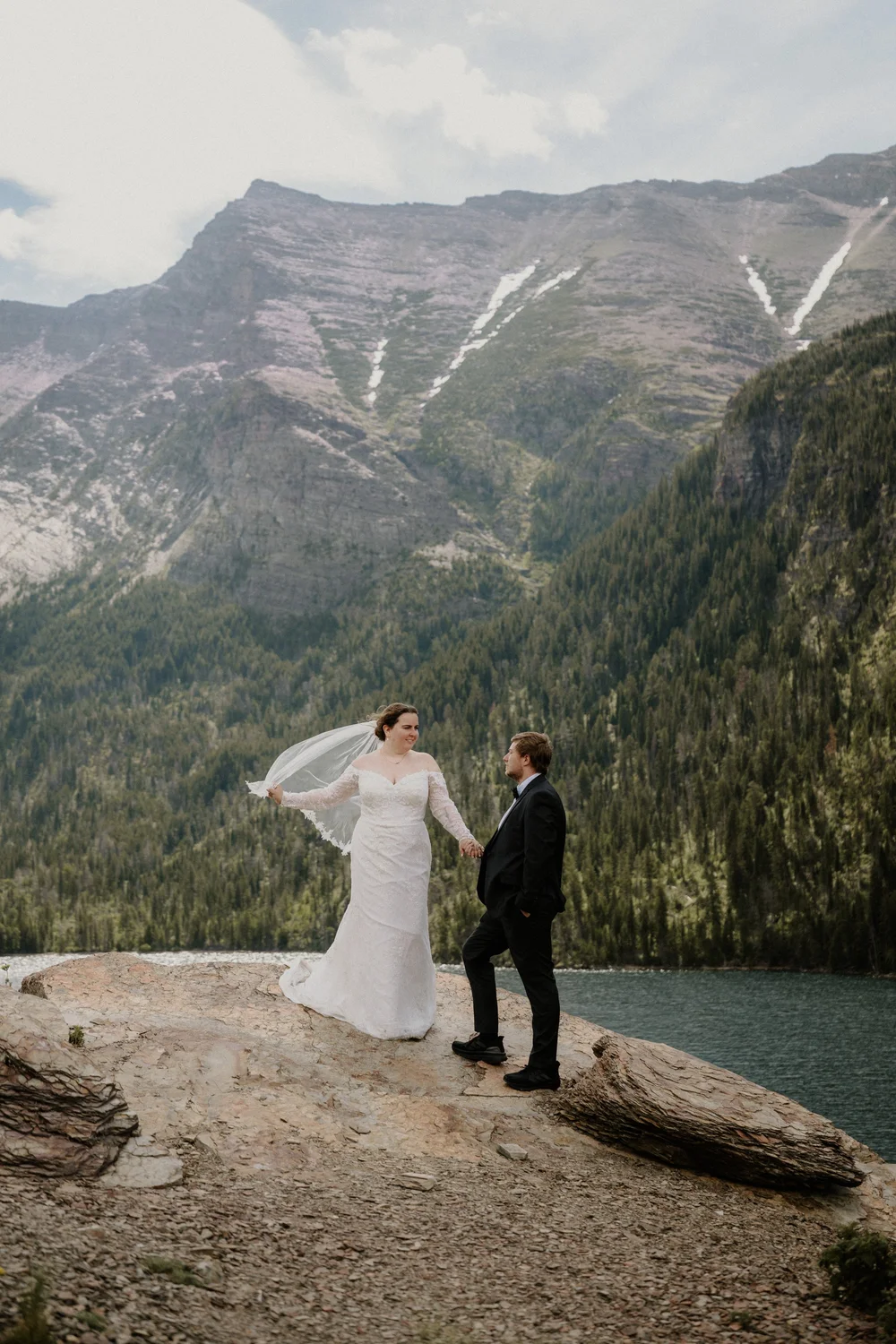 Portrait of Maddie and Clay on their Montana elopement day