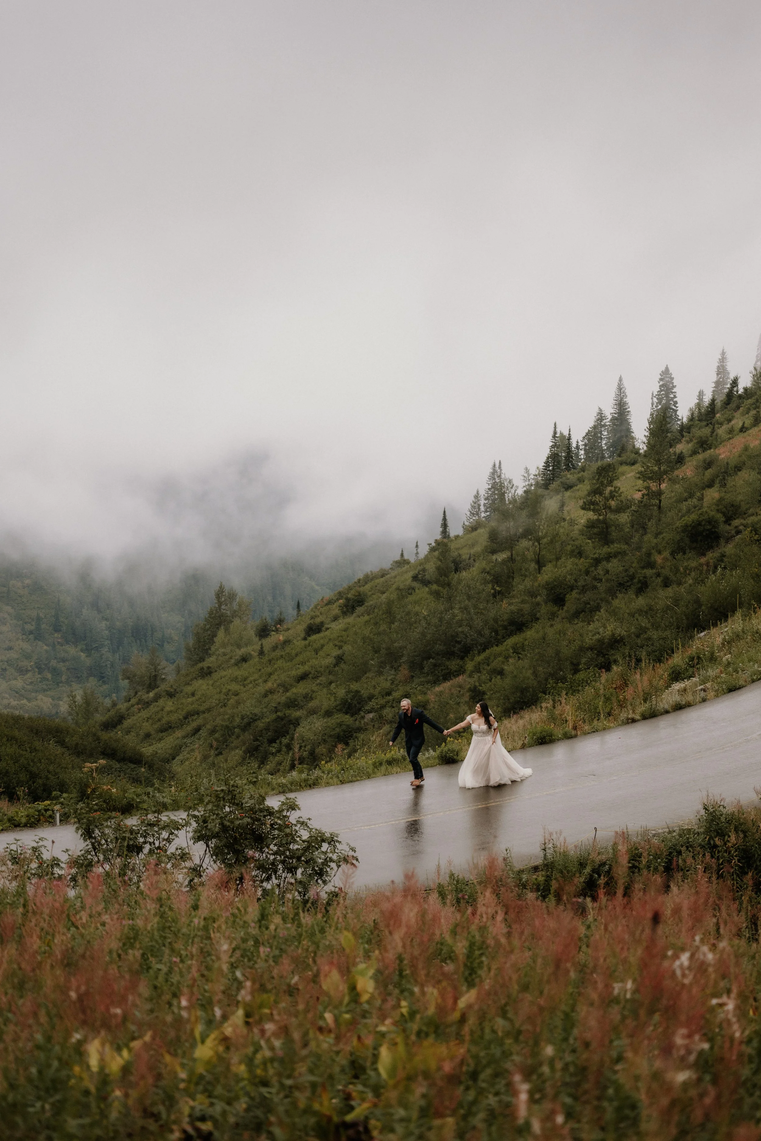 Glacier National Park elopement photographer at Big Bend below Logan Pass