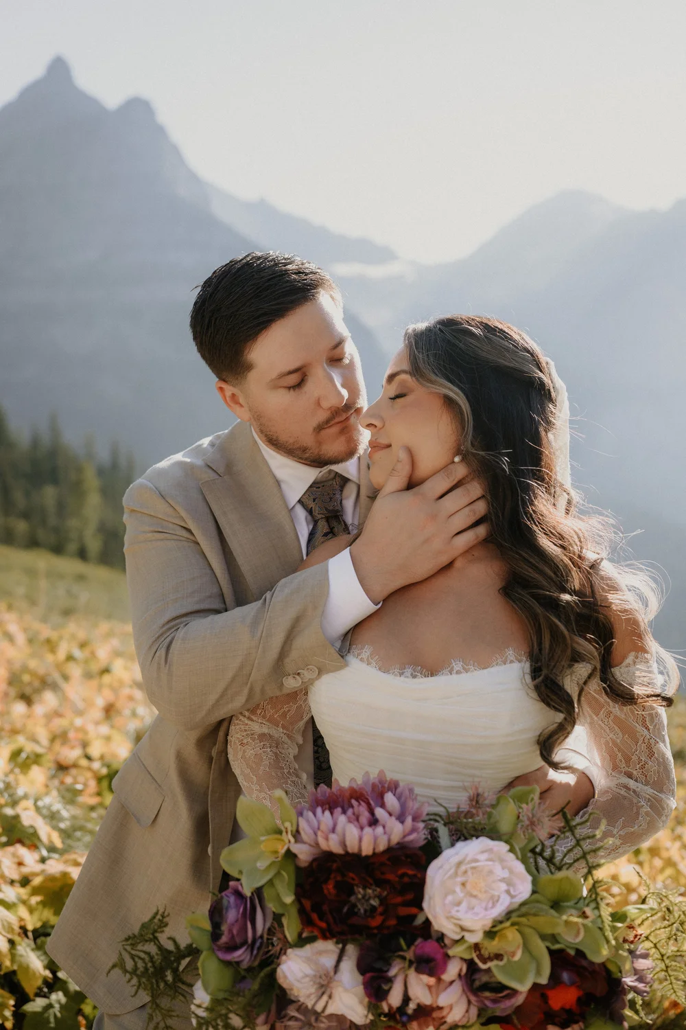 Glacier National Park elopement couple in the Montana mountains