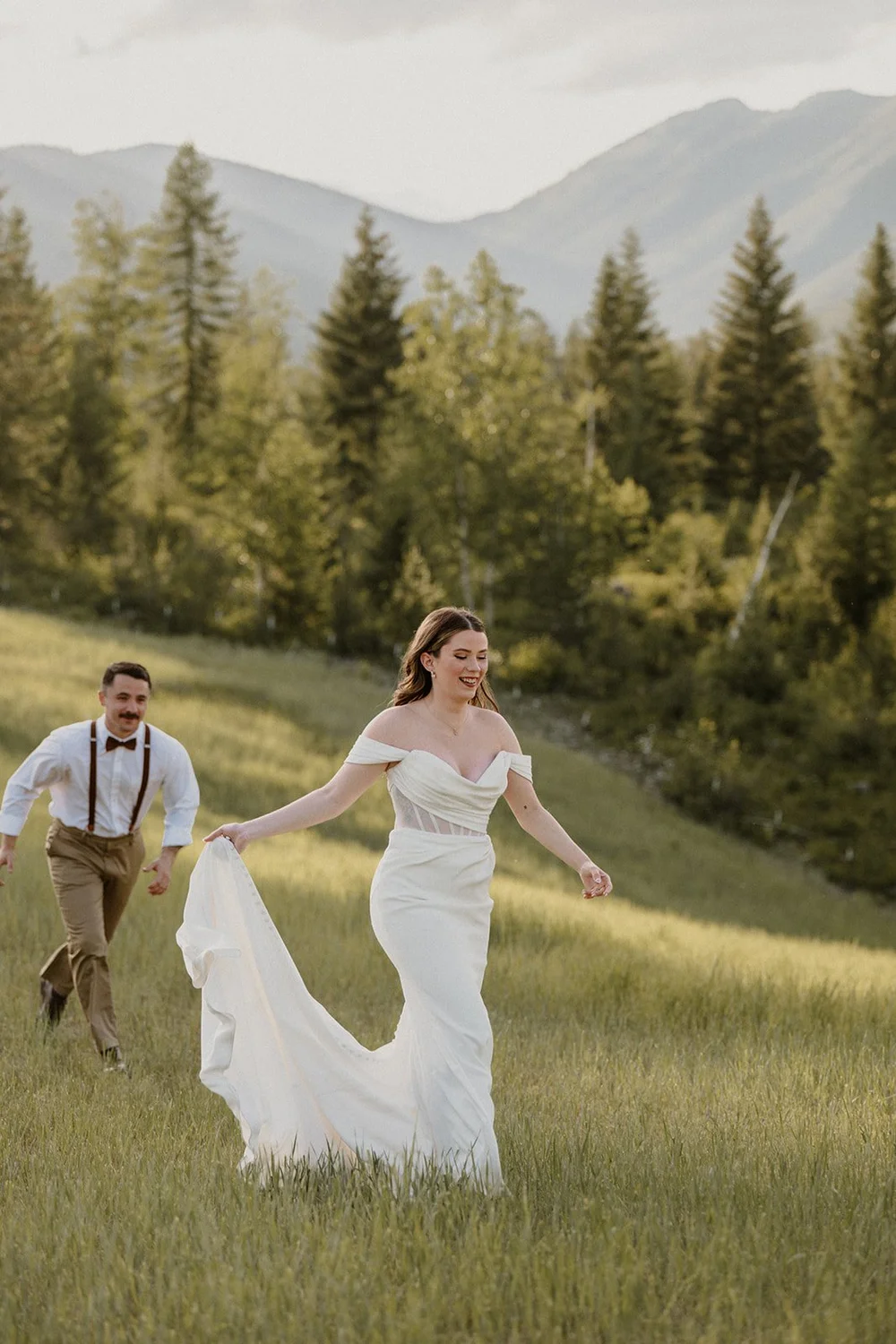Lake McDonald elopement couple portrait in Glacier National Park