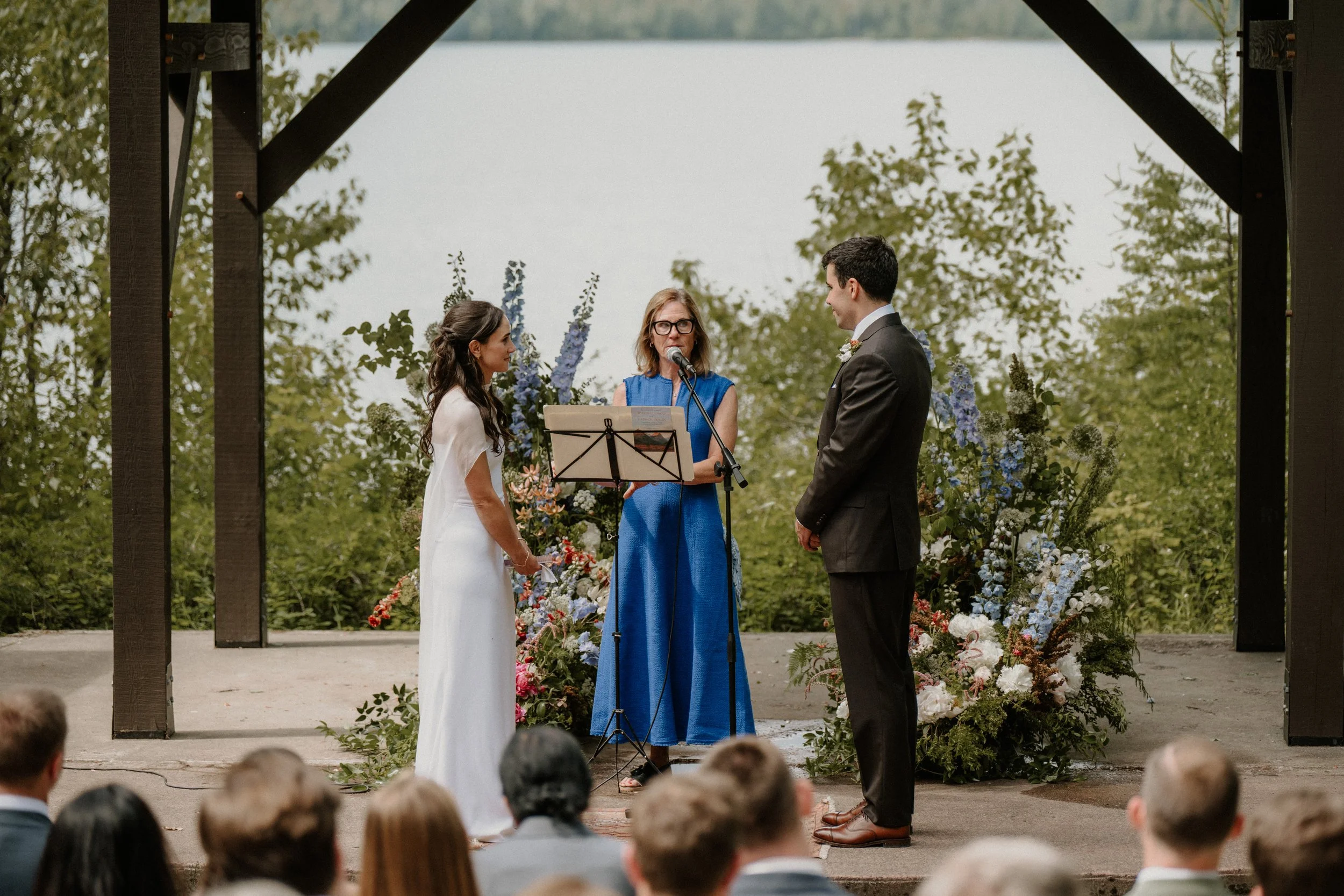 Apgar Amphitheater wedding ceremony location in Glacier National Park near Lake McDonald