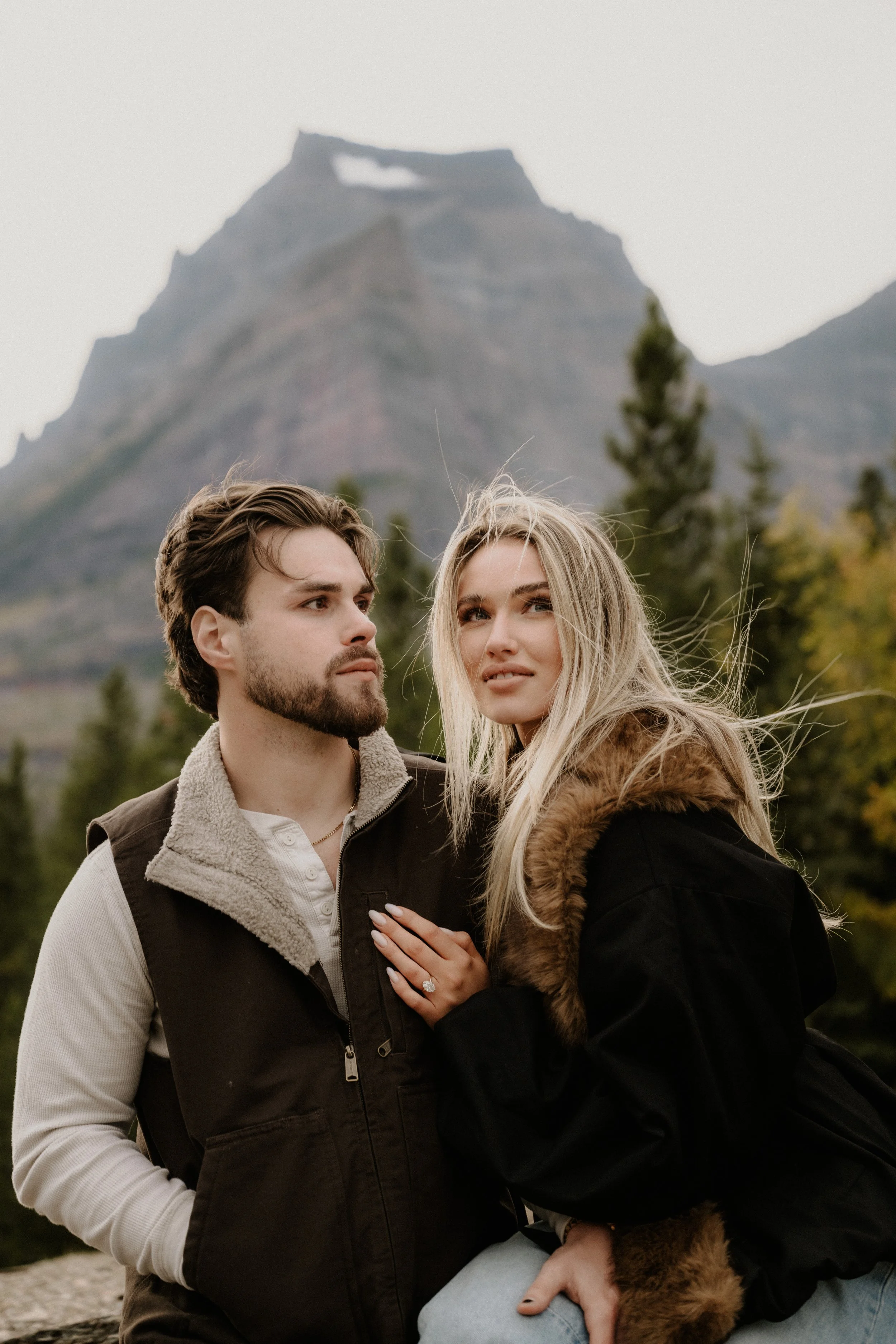 Glacier National Park engagement photos at Sun Point