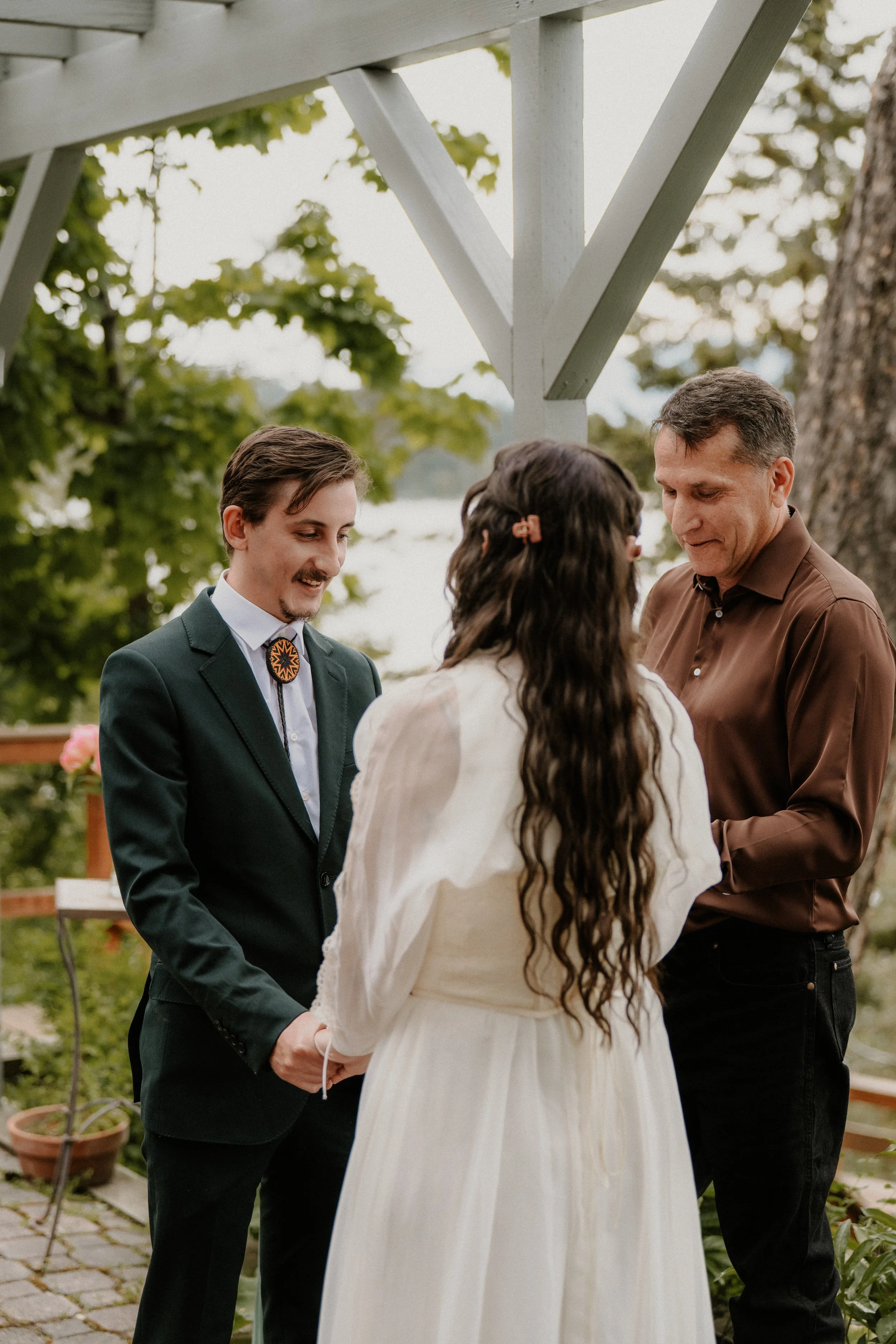Wedding party celebrating together