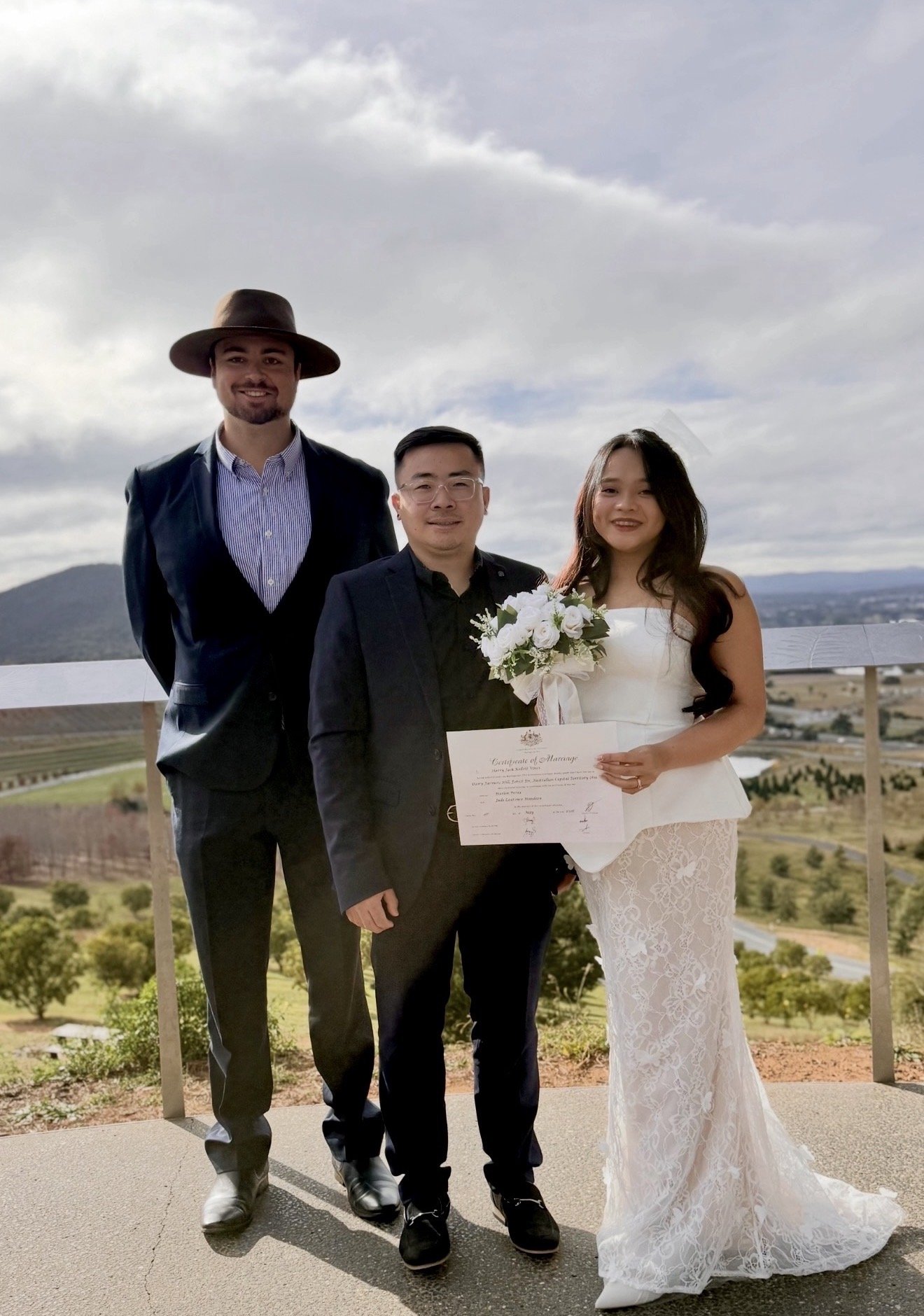 A couple at their legals-only ceremony in Canberra